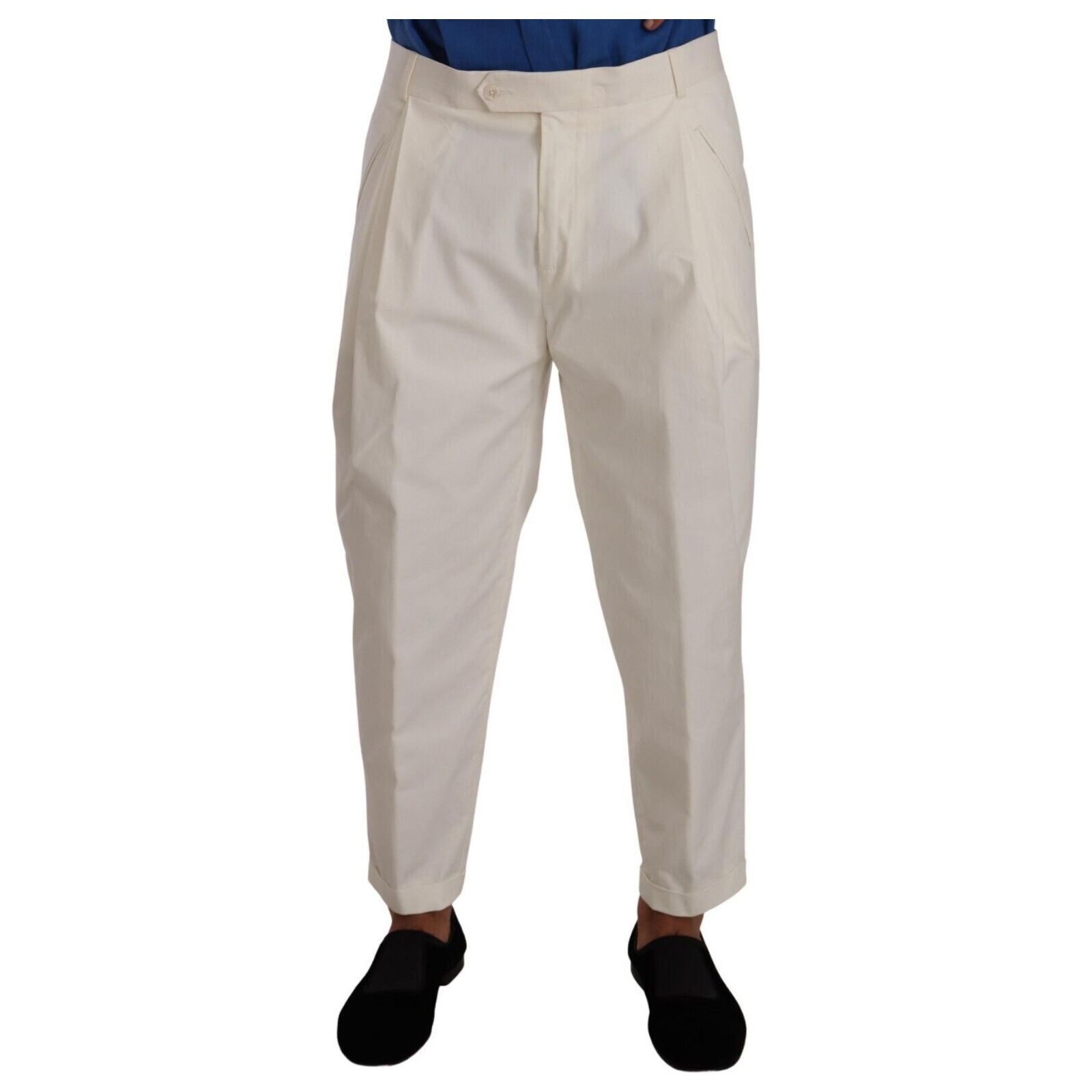 Dolce & Gabbana White Cotton Stretch Dress Pants