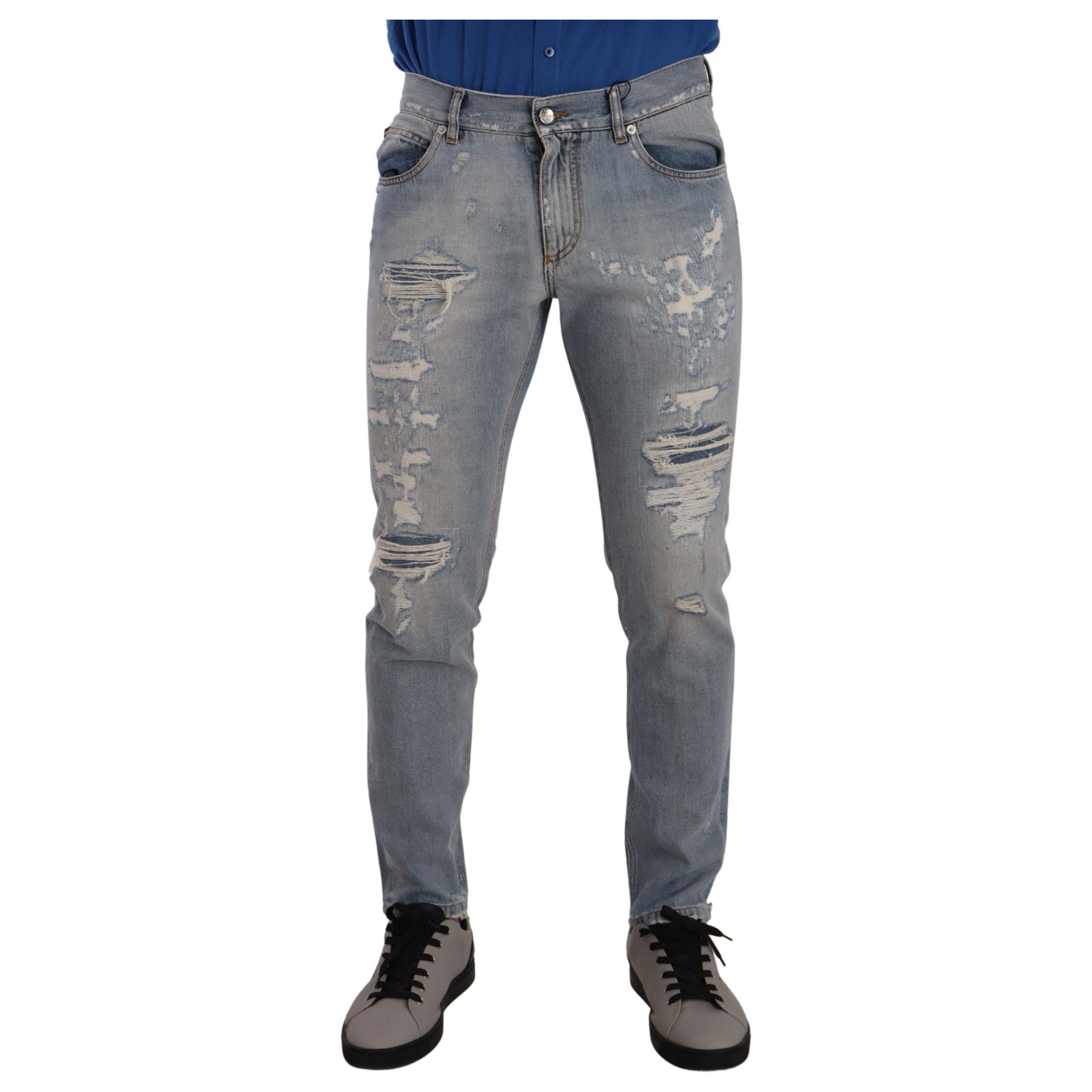 Dolce & Gabbana Light Blue Cotton Straight Denim Jeans