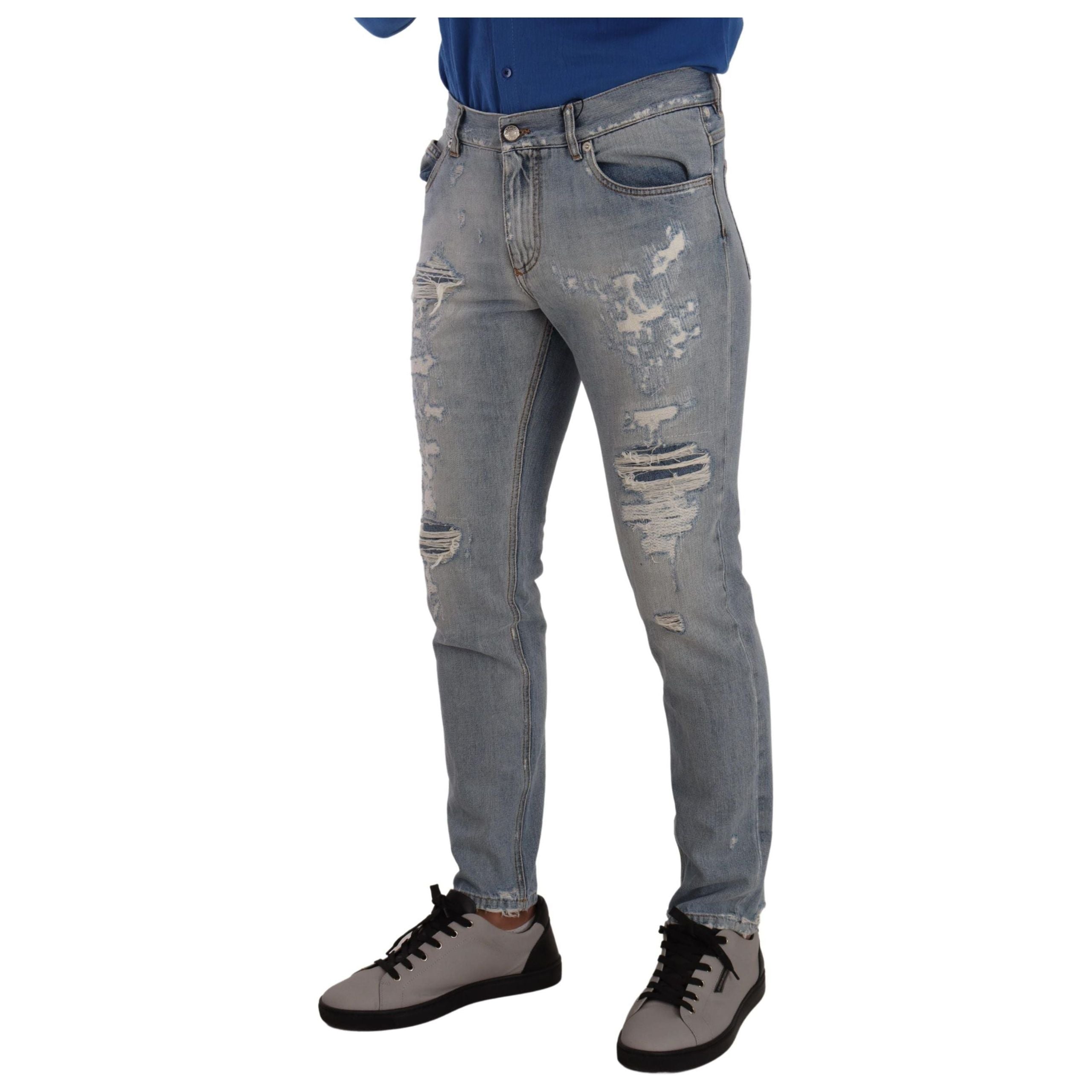Dolce & Gabbana Light Blue Cotton Straight Denim Jeans