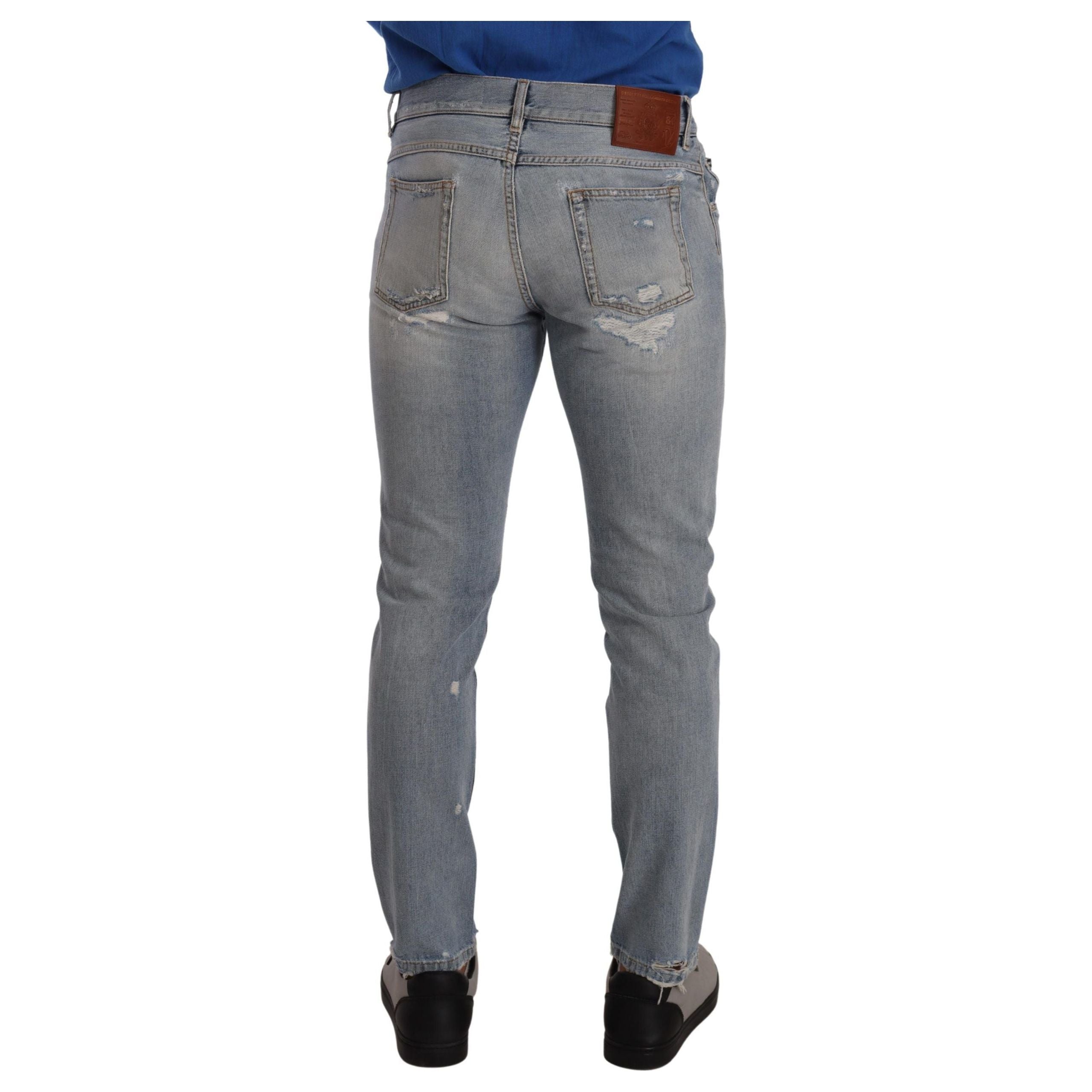 Dolce & Gabbana Light Blue Cotton Straight Denim Jeans
