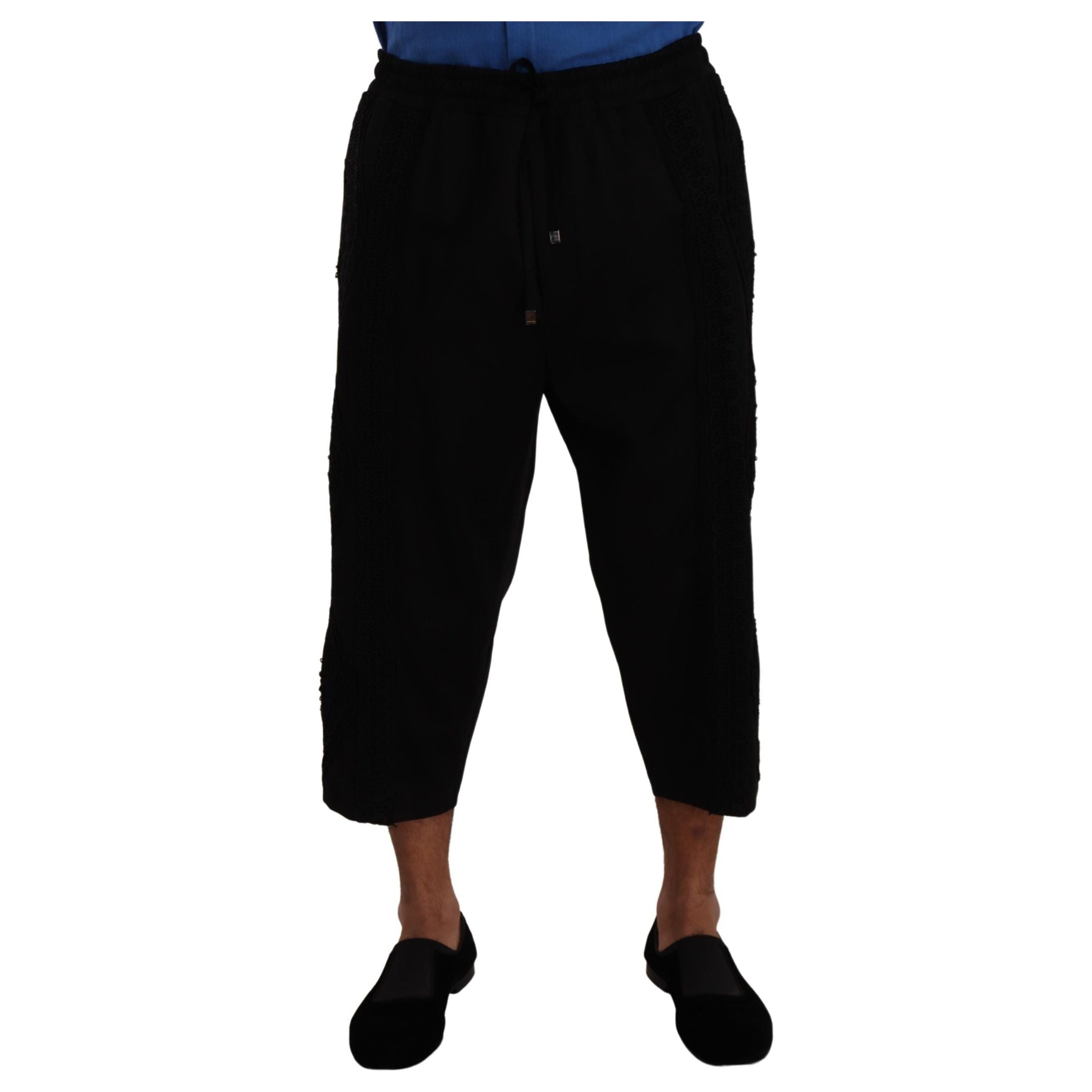 Dolce & Gabbana Black Cotton Cropped Torero Pants