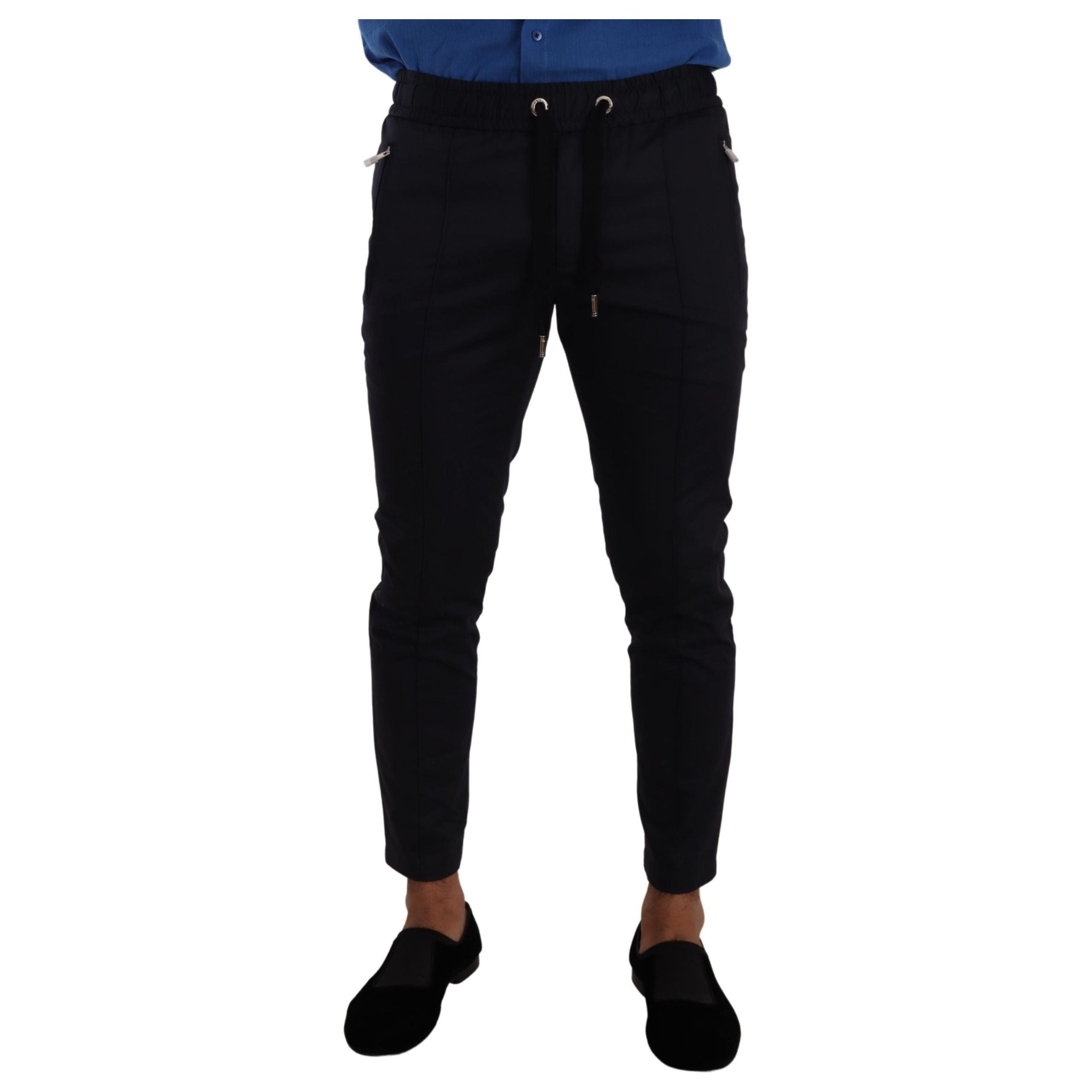 Dolce & Gabbana Dark Blue Cotton Skinny Jogging Pants