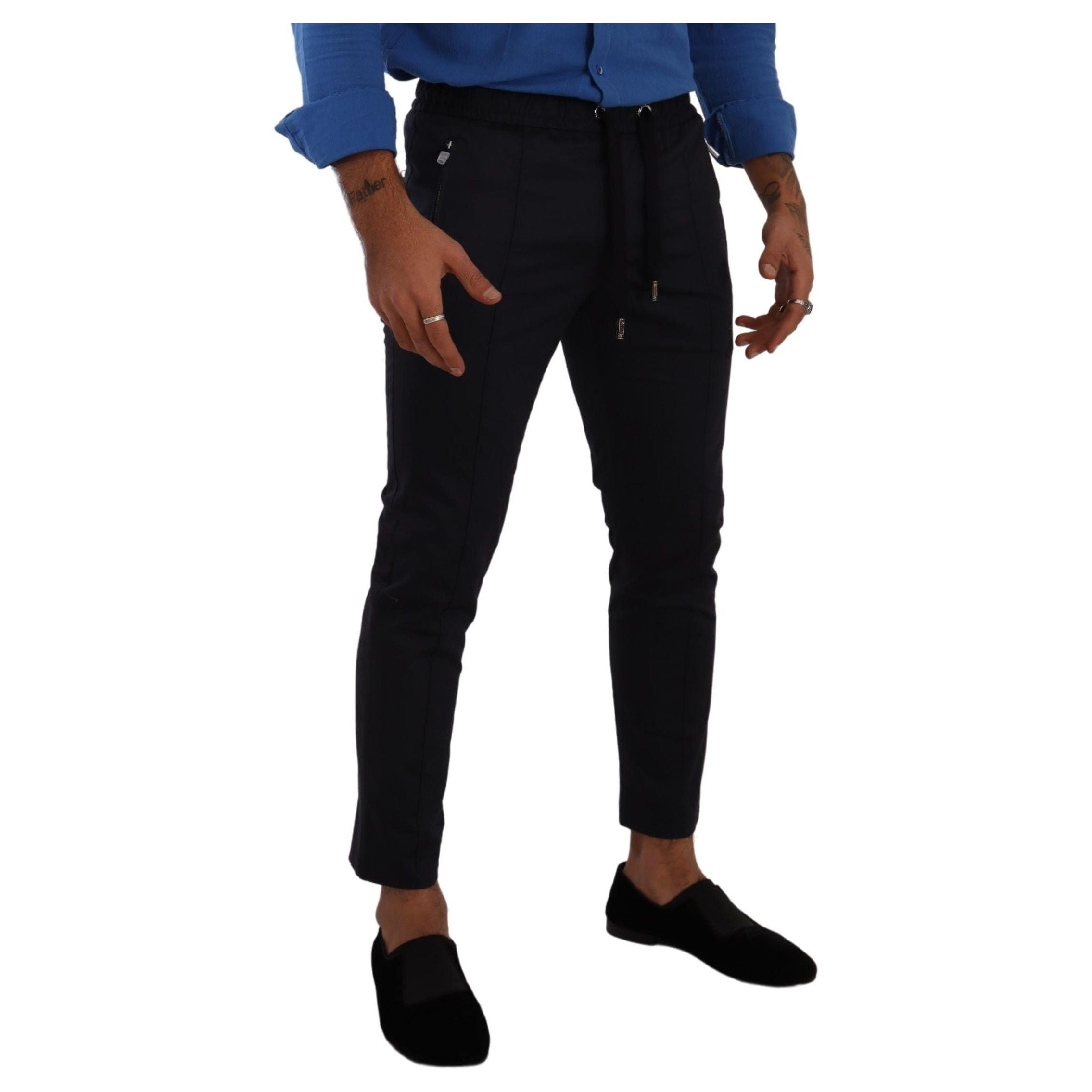 Dolce & Gabbana Dark Blue Cotton Skinny Jogging Pants