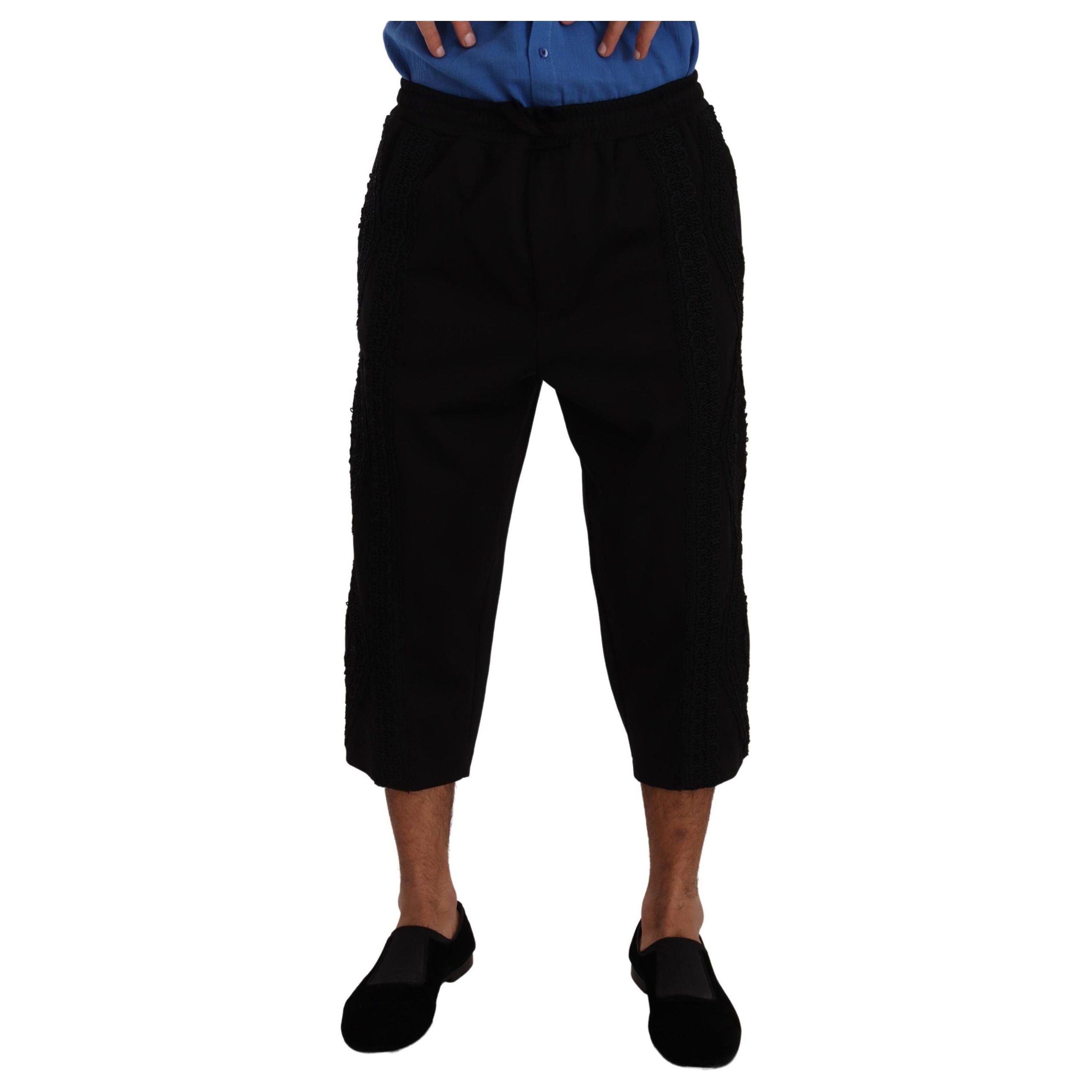 Dolce & Gabbana Black Cotton Blend Cropped Pants