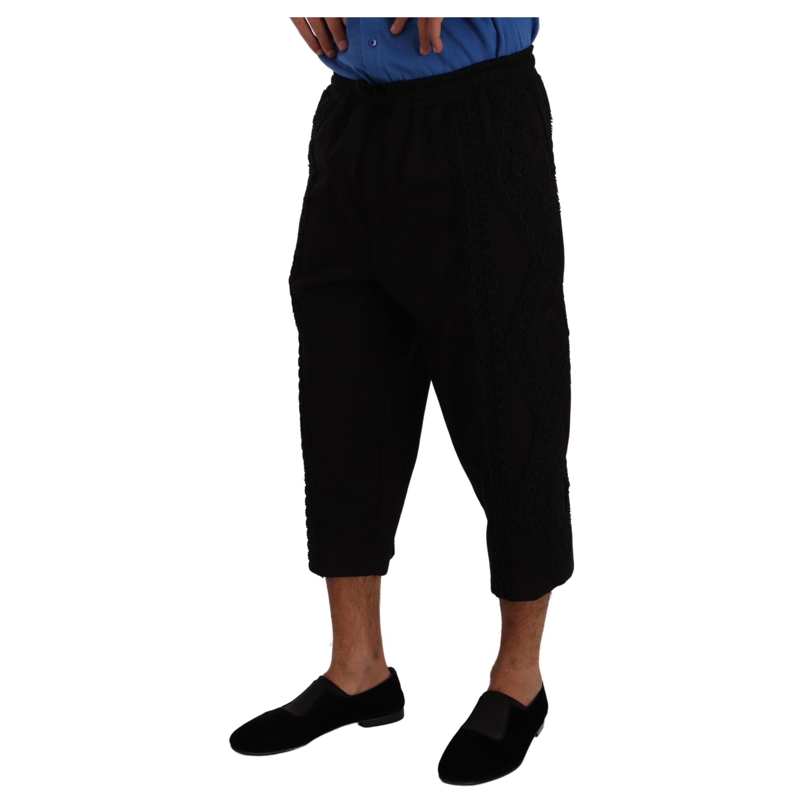 Dolce & Gabbana Black Cotton Blend Cropped Pants