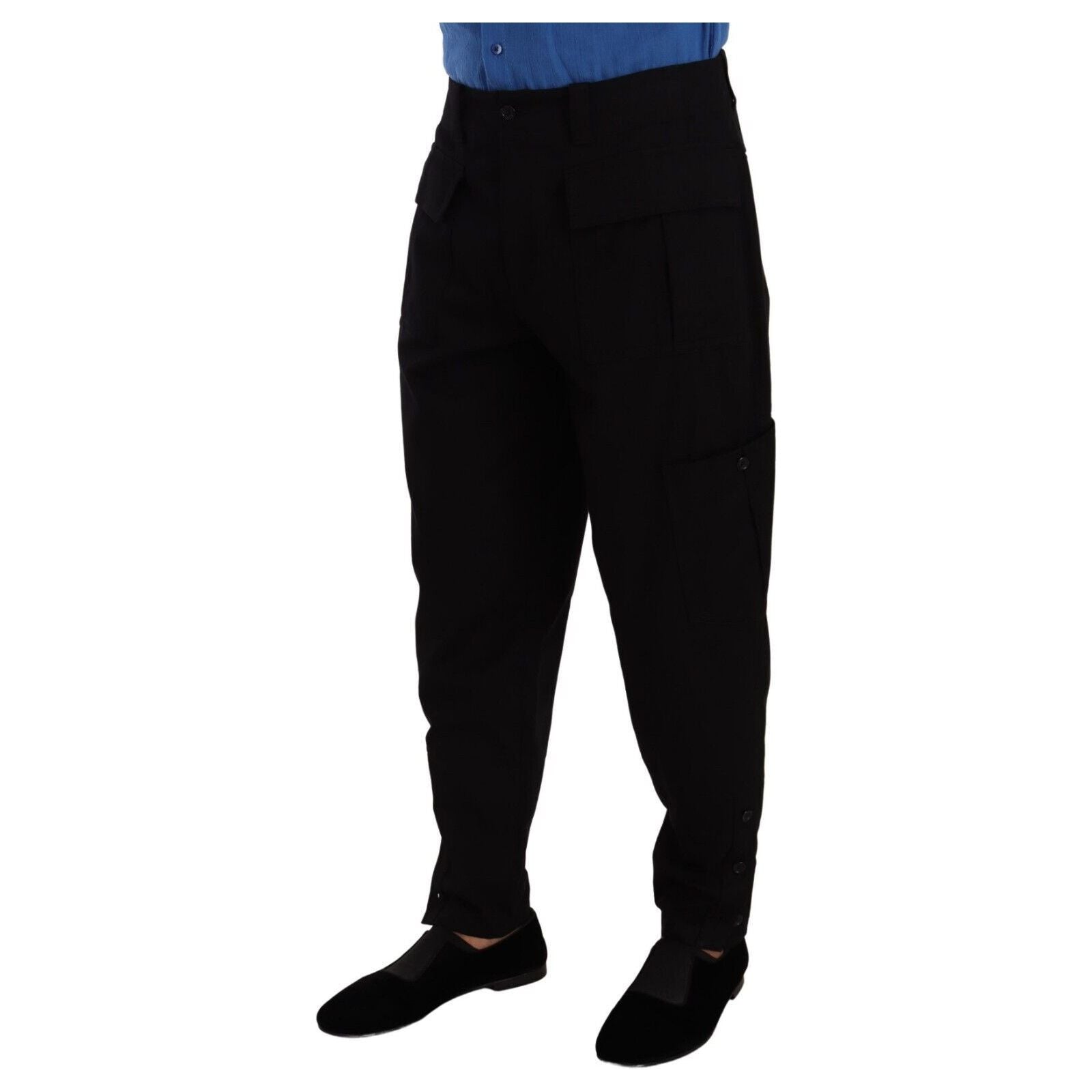 Dolce & Gabbana Black Cotton Cargo Pants with Stretch Comfort