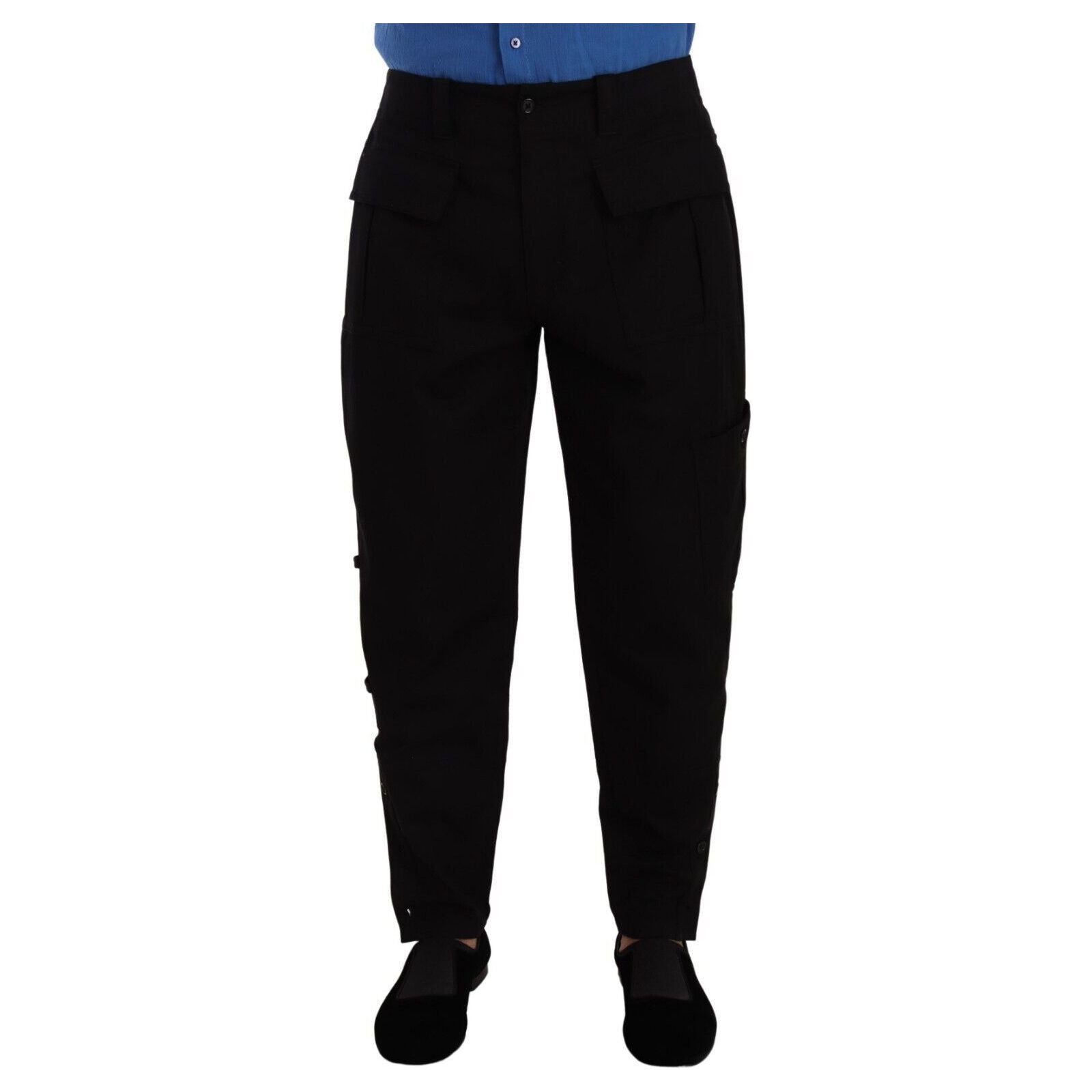 Dolce & Gabbana Black Cotton Cargo Pants with Stretch Comfort