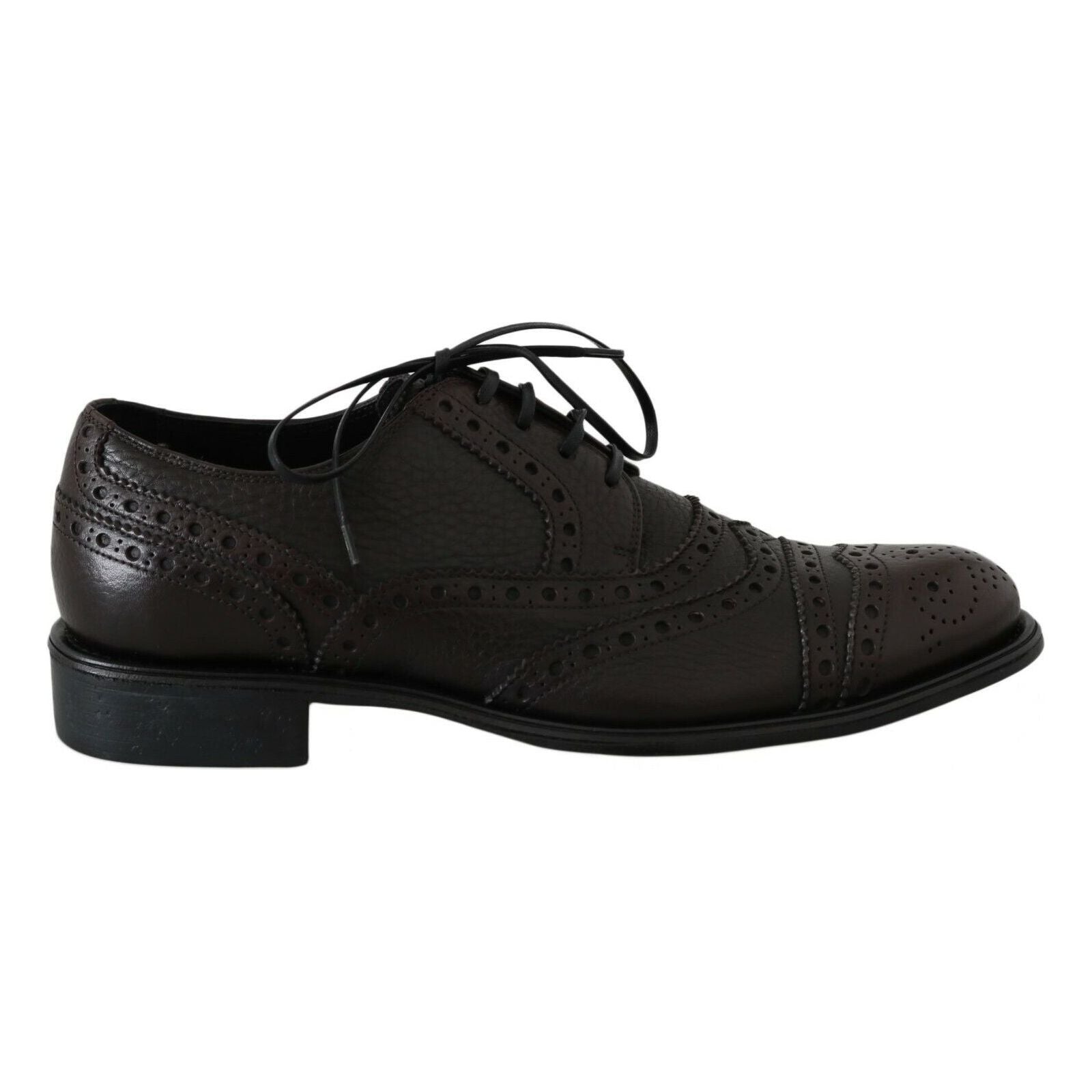 Dolce & Gabbana Black Leather Wingtip Derby Shoes