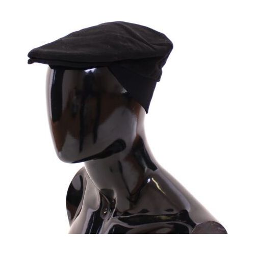 Dolce & Gabbana Black Wool Newsboy Cap for Timeless Elegance