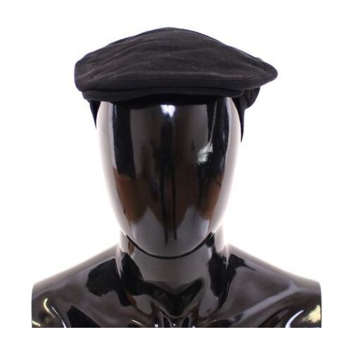 Dolce & Gabbana Black Wool Newsboy Cap for Timeless Elegance