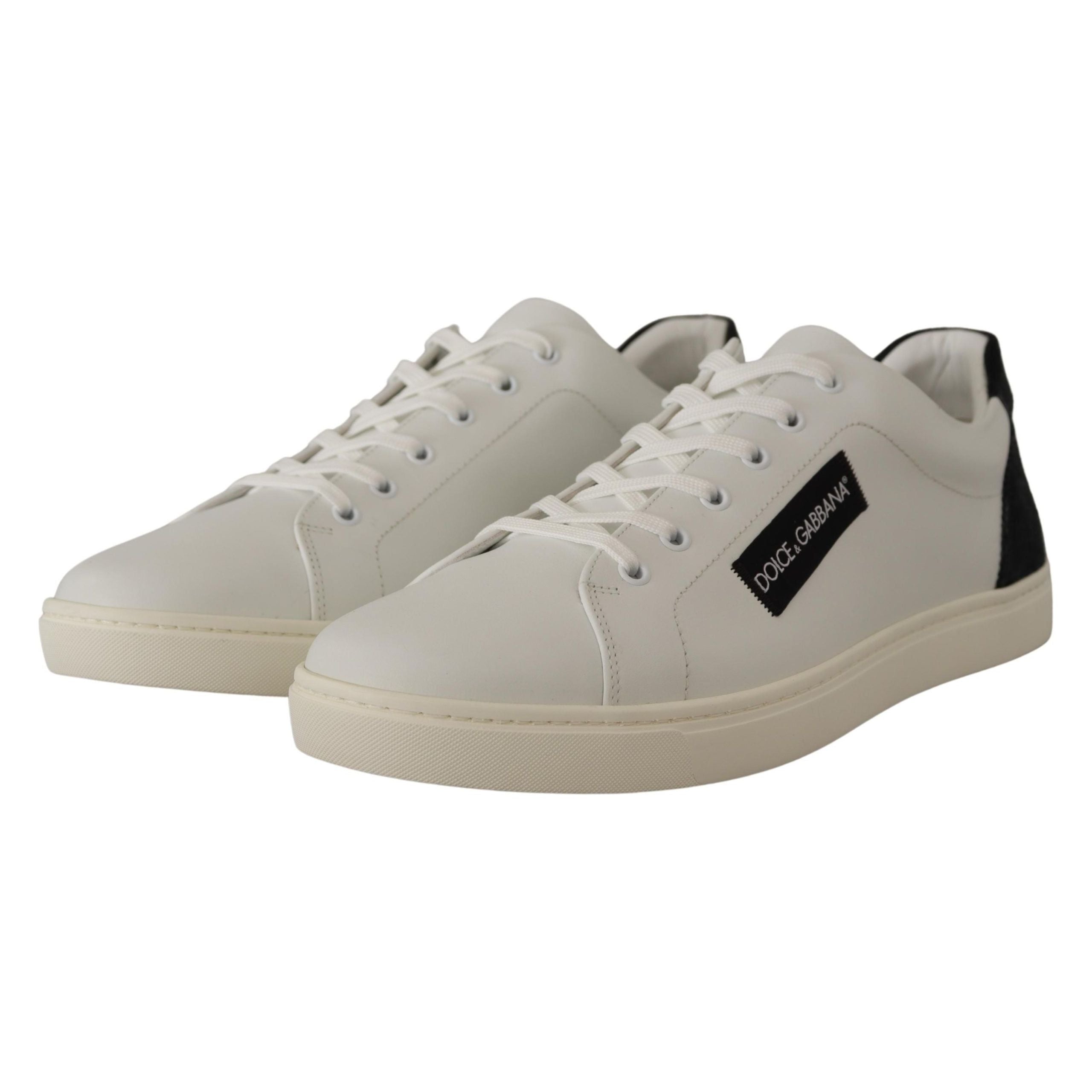 Dolce & Gabbana White Leather Low Top Sneakers