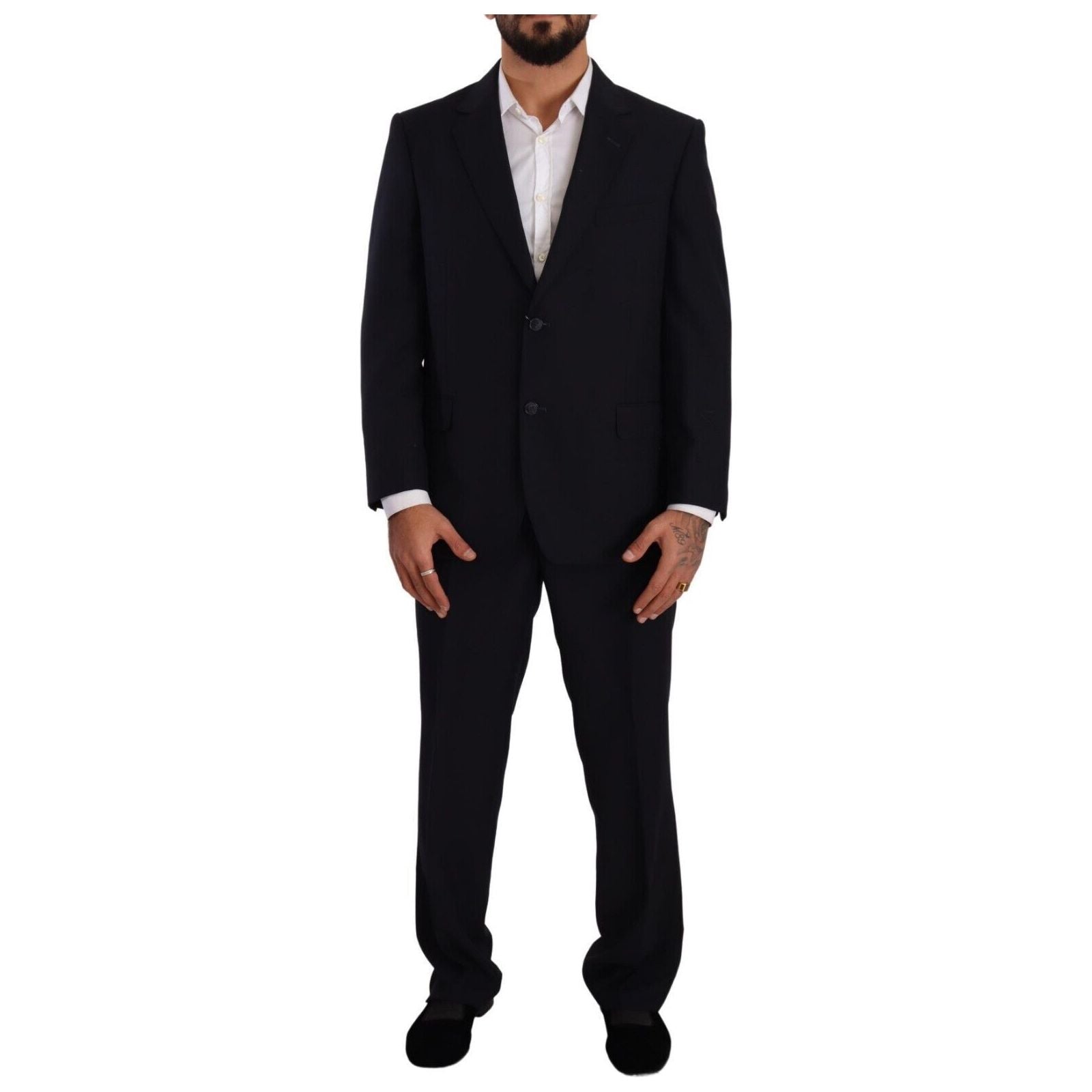 Domenico Tagliente Black Wool Two-Piece Suit Ensemble