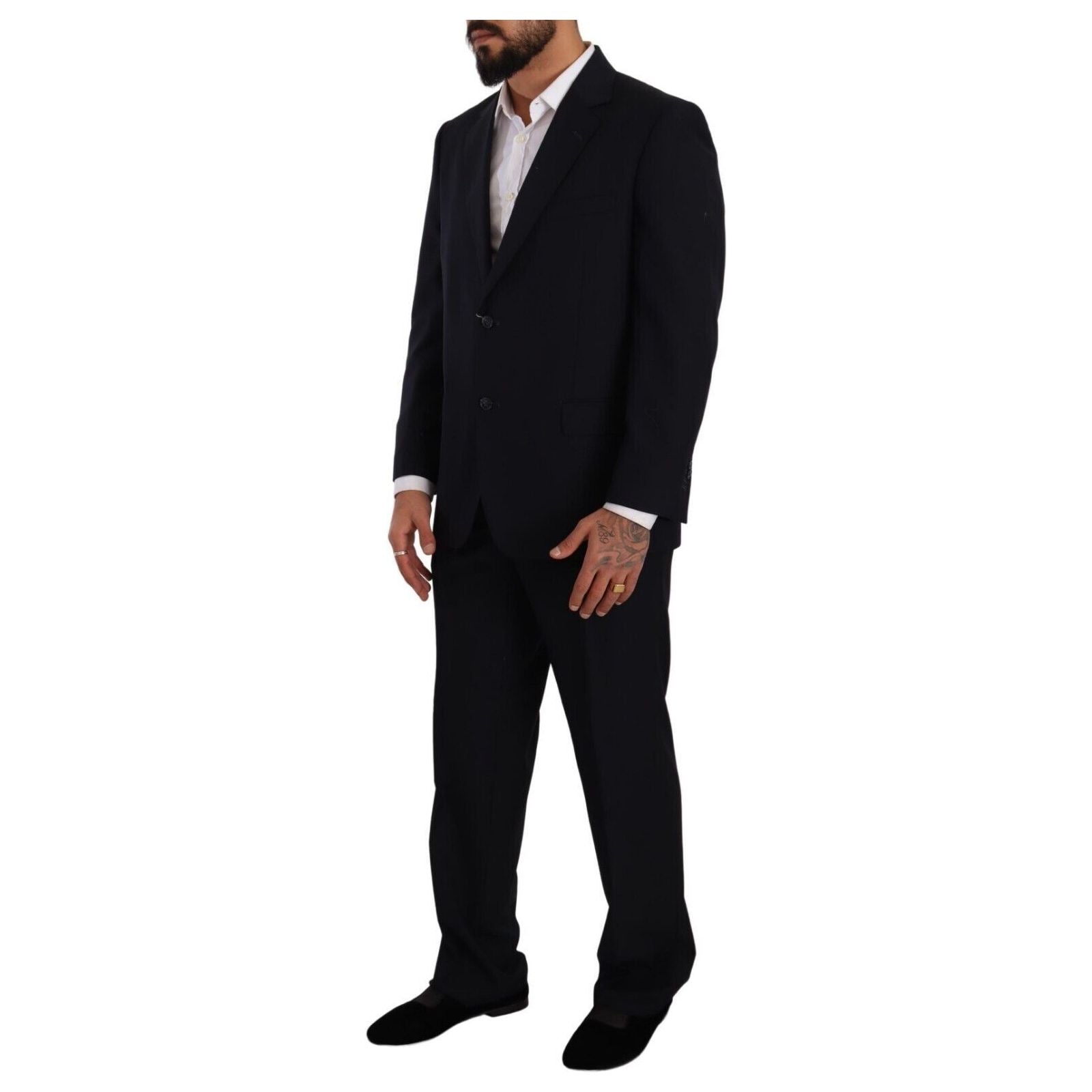 Domenico Tagliente Black Wool Two-Piece Suit Ensemble