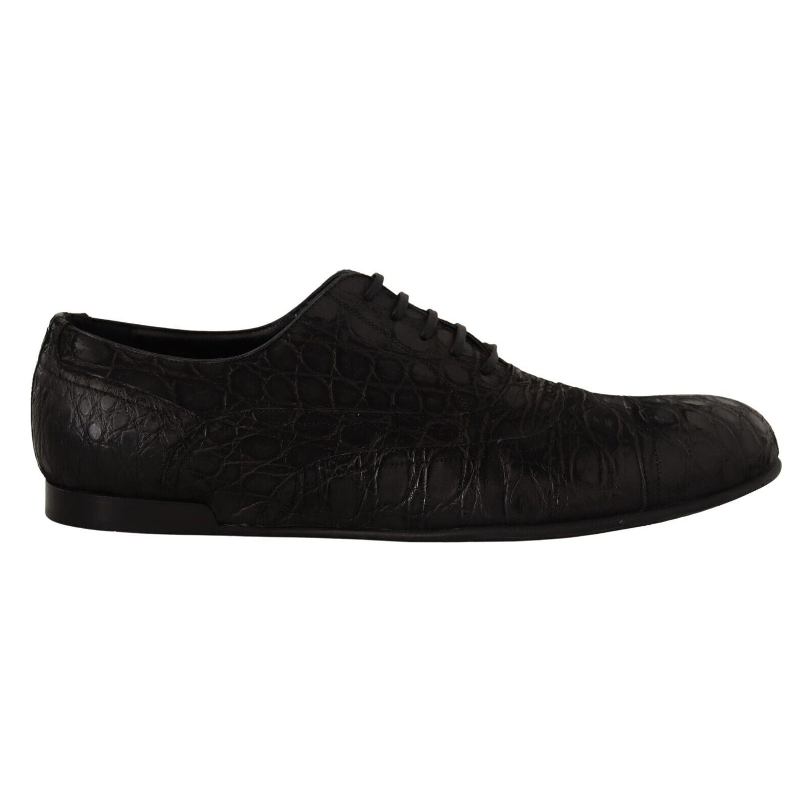 Dolce & Gabbana Black Caiman Leather Oxford Shoes