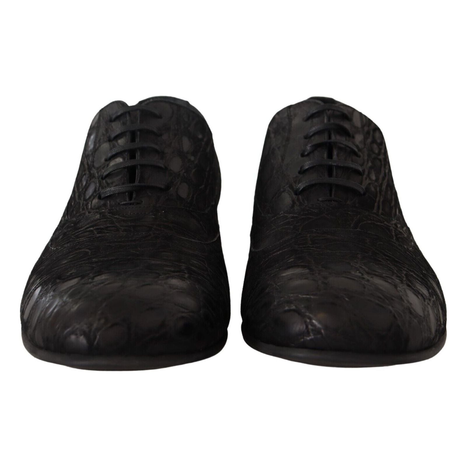 Dolce & Gabbana Black Caiman Leather Oxford Shoes
