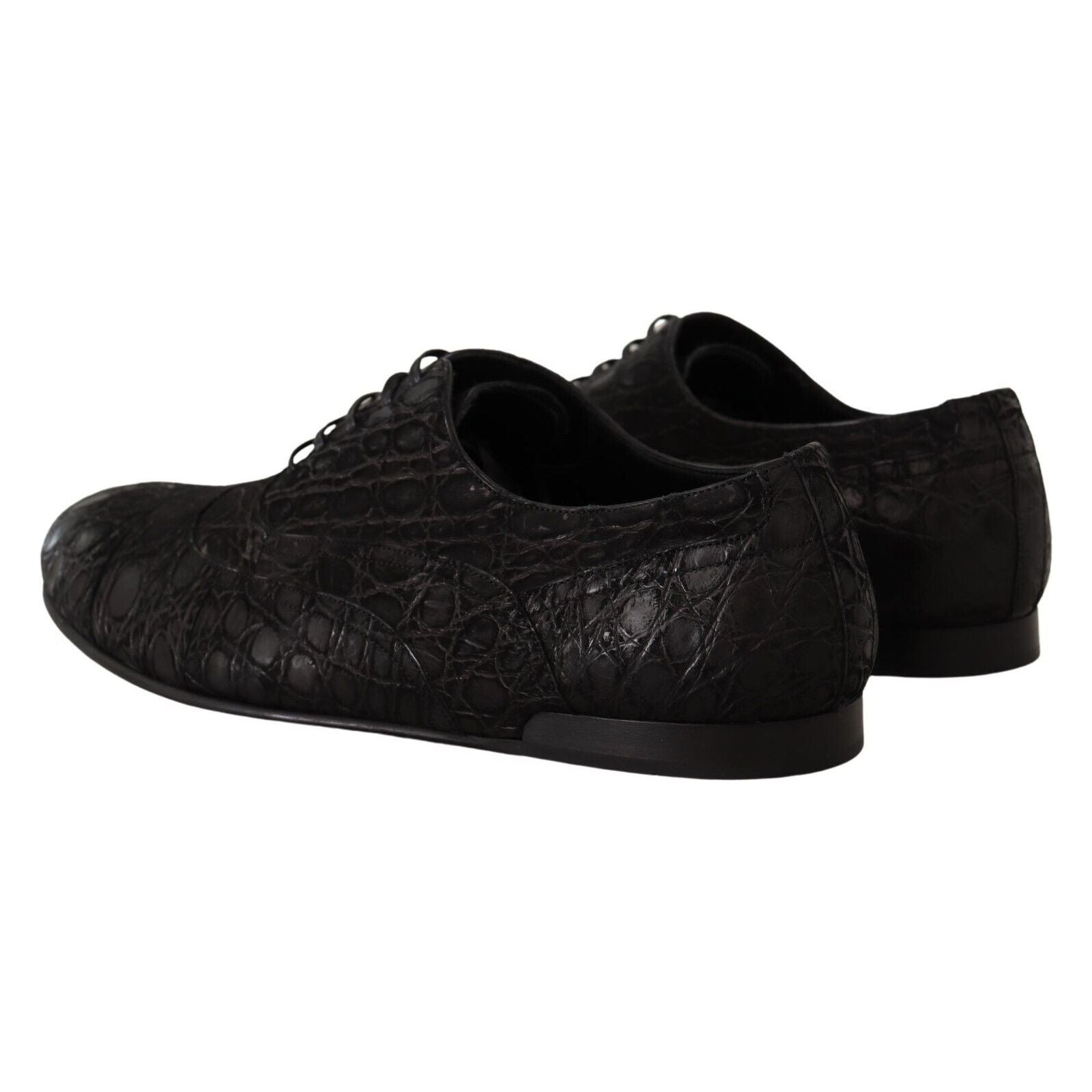 Dolce & Gabbana Black Caiman Leather Oxford Shoes