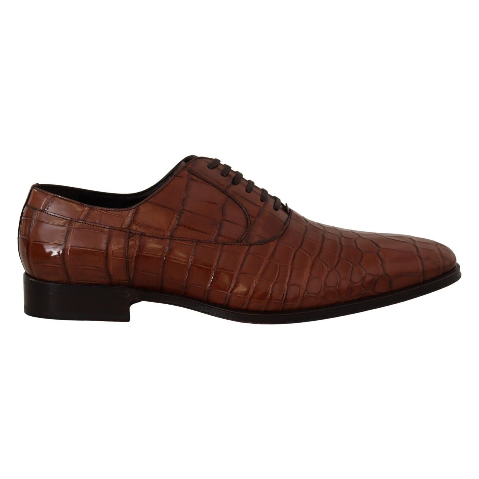 Dolce & Gabbana Brown Exotic Crocodile Leather Formal Shoes