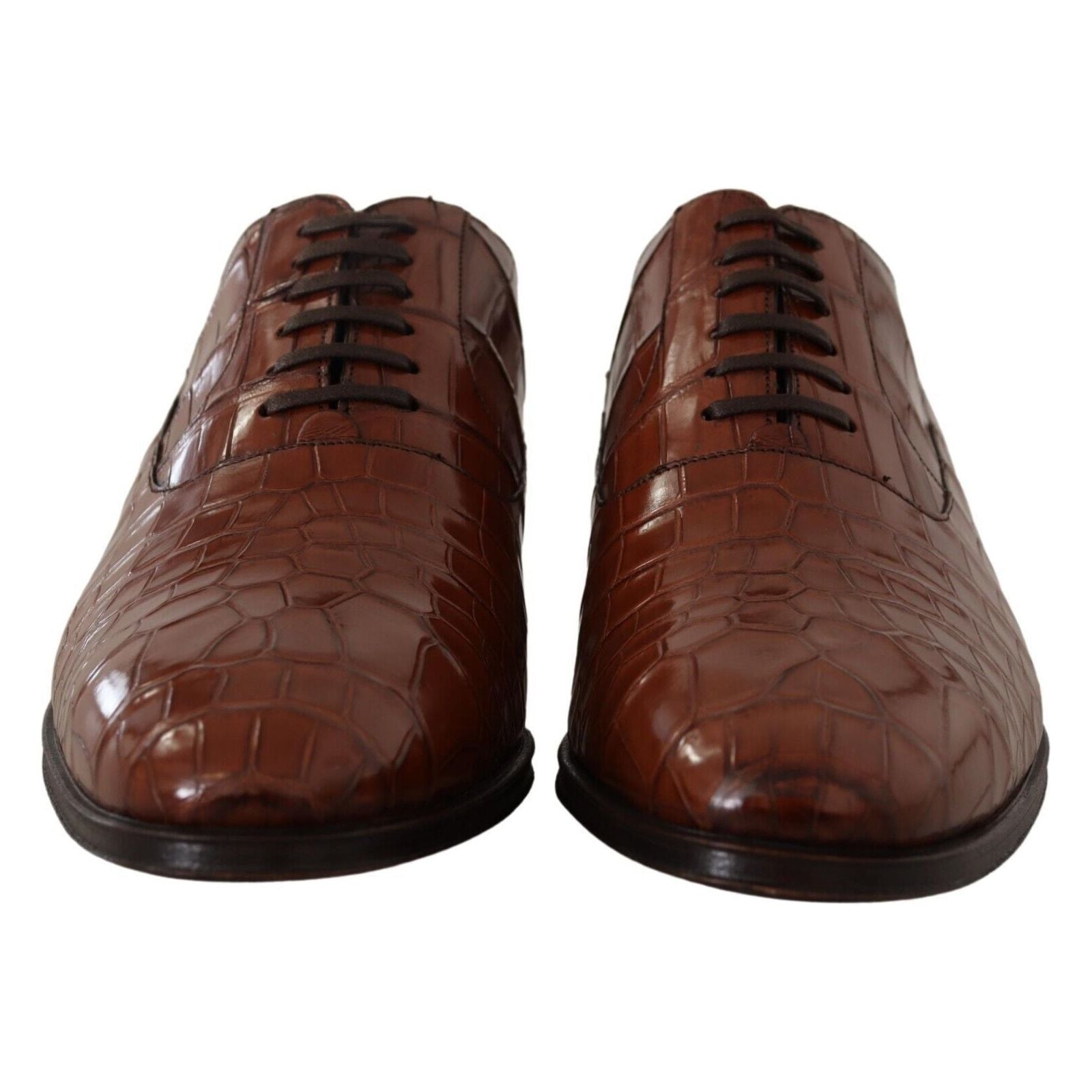 Dolce & Gabbana Brown Exotic Crocodile Leather Formal Shoes