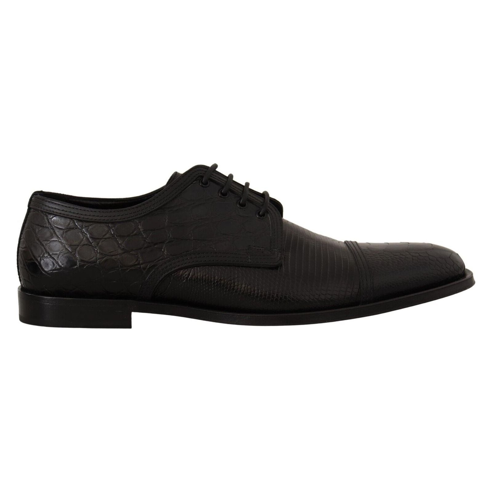 Dolce & Gabbana Black Exotic Leather Formal Lace-Up Shoes
