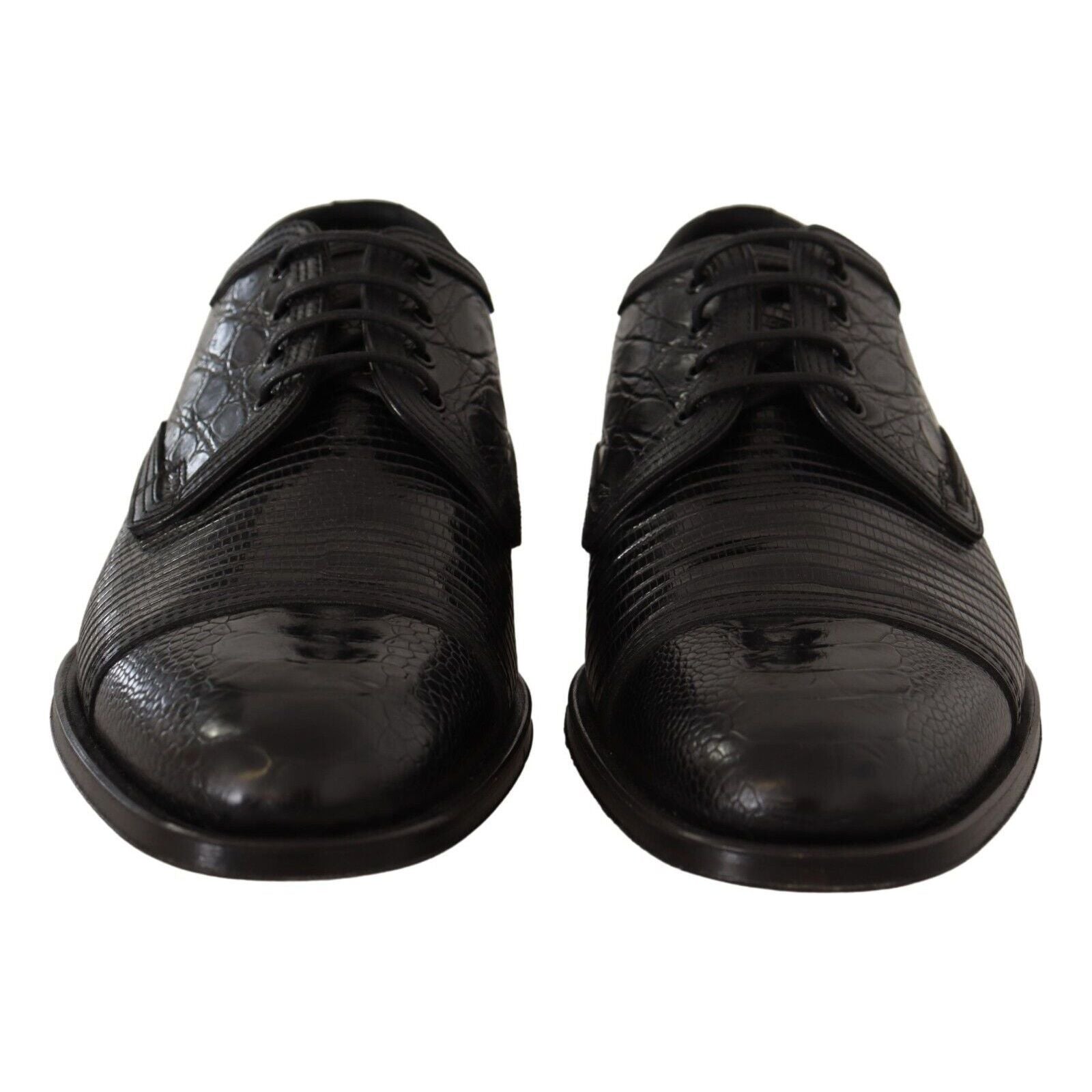 Dolce & Gabbana Black Exotic Leather Formal Lace-Up Shoes