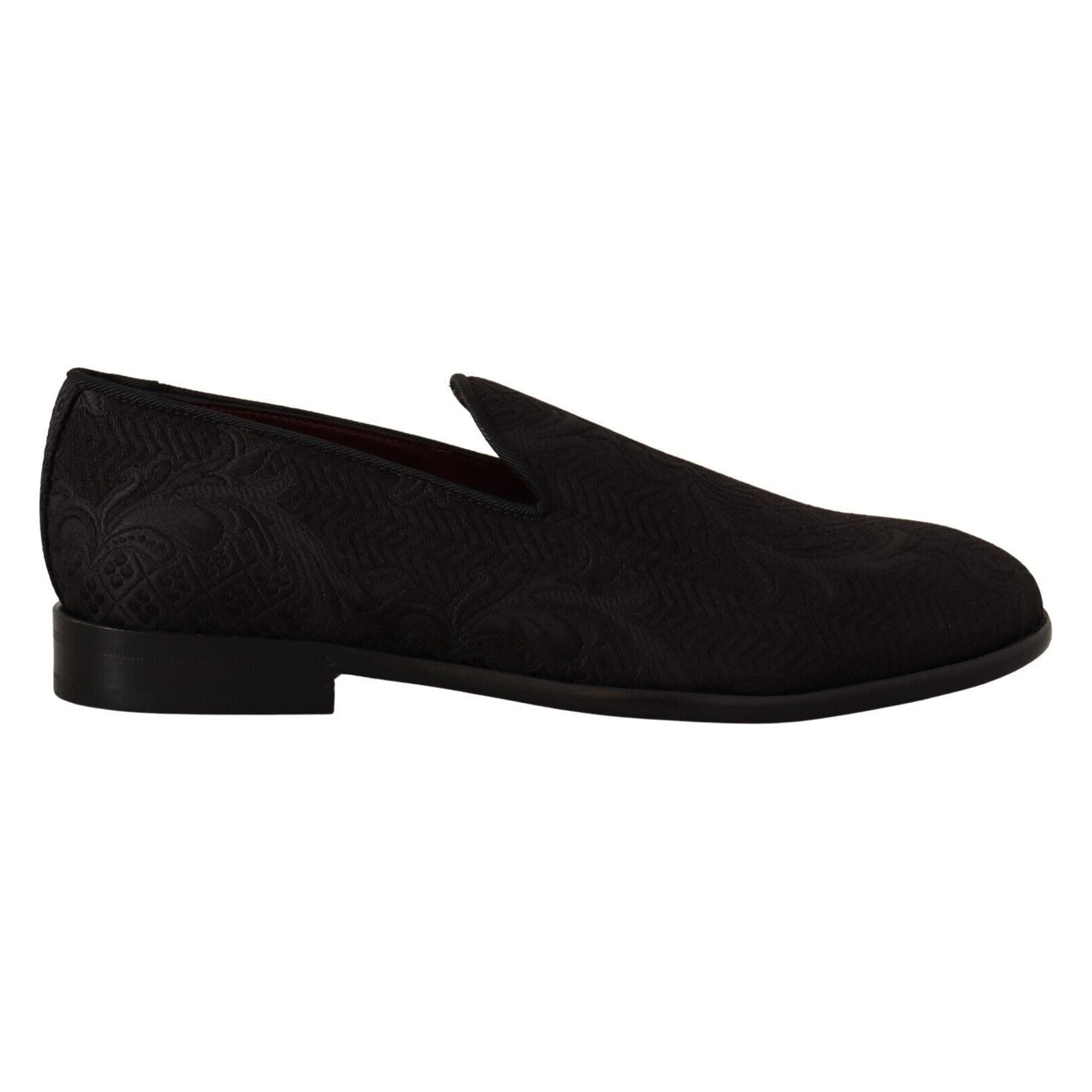 Dolce & Gabbana Black Floral Brocade Slippers for Elegance
