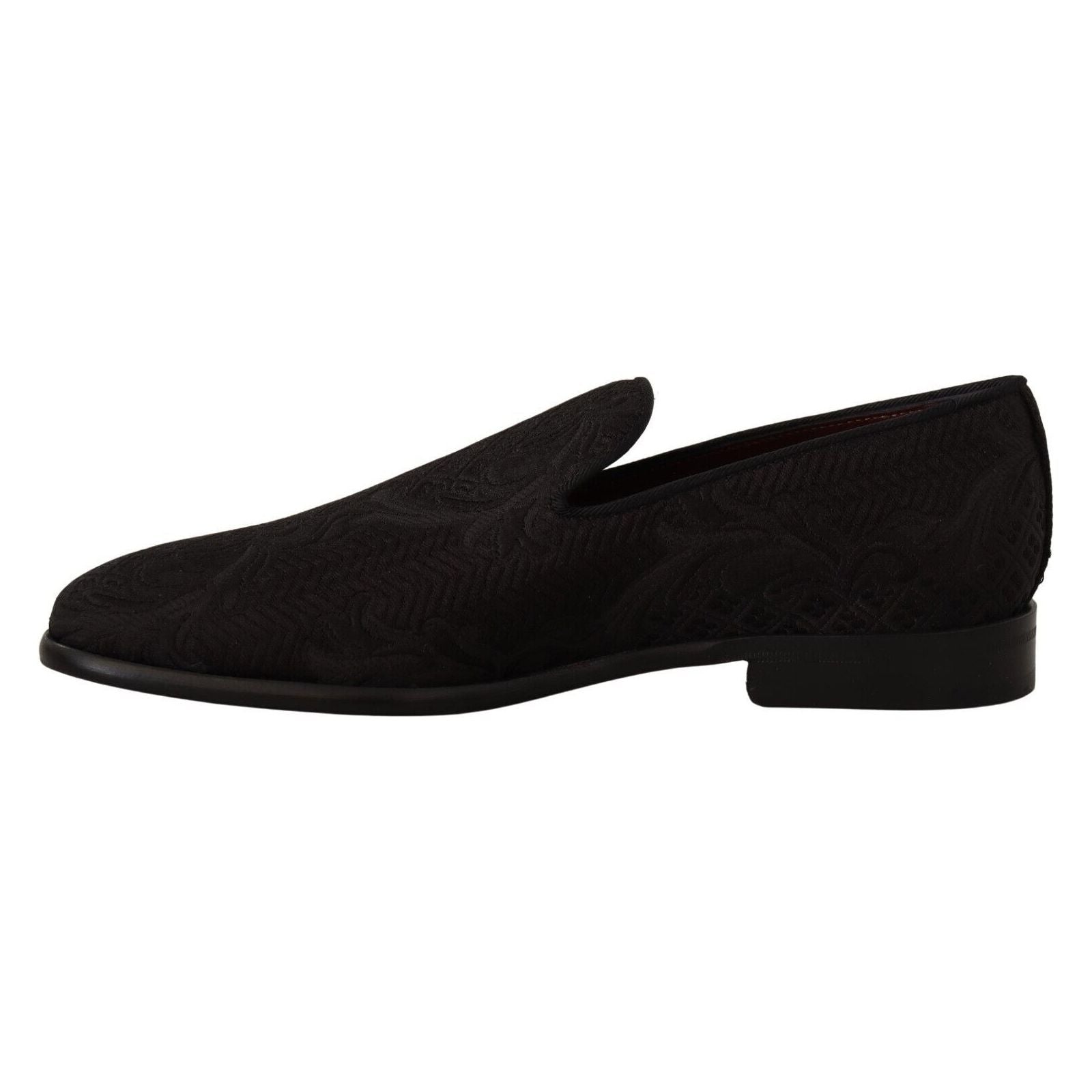 Dolce & Gabbana Black Floral Brocade Slippers for Elegance