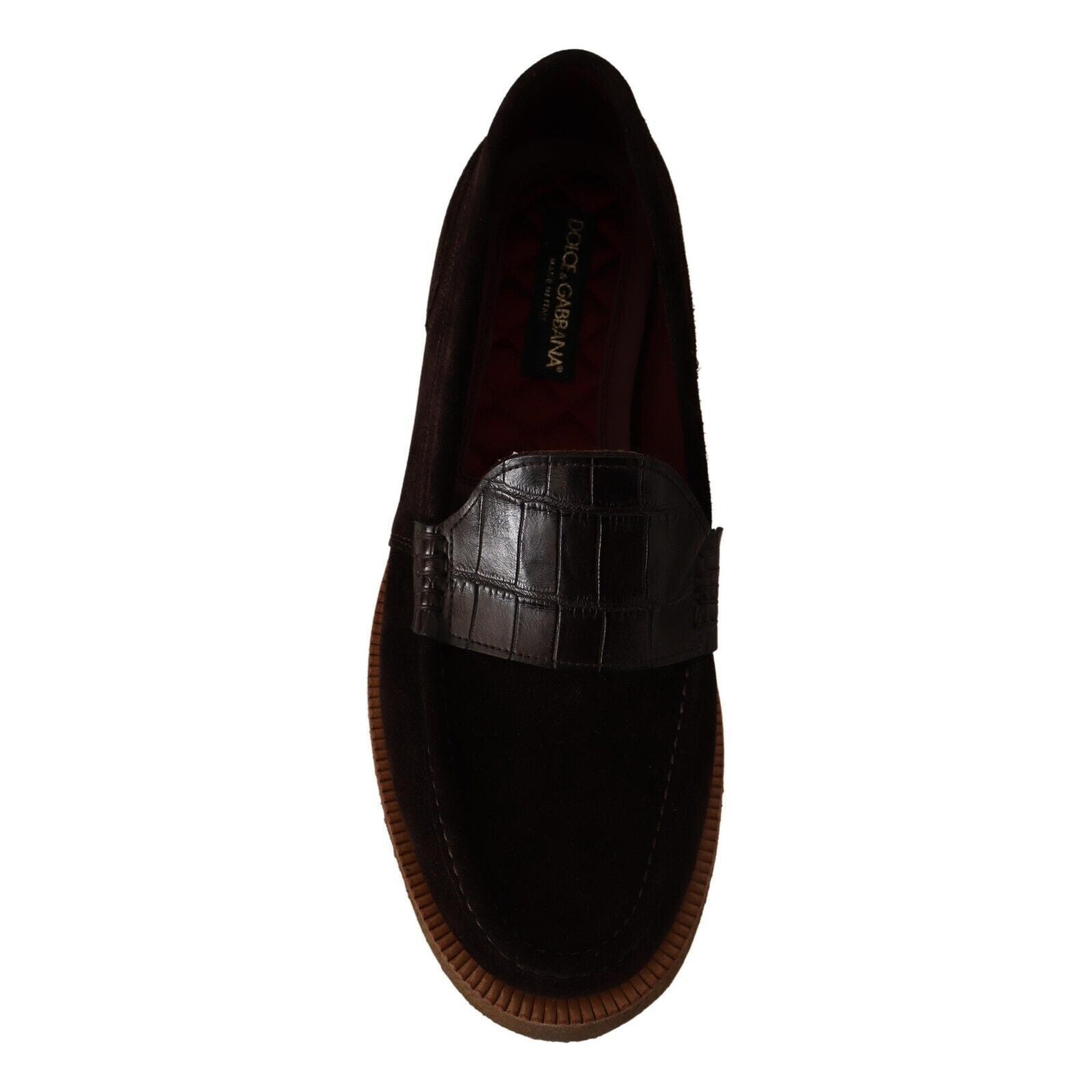 Dolce & Gabbana Brown Suede Crocodile Loafers