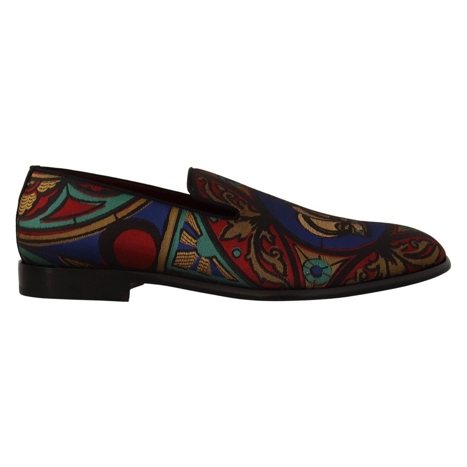 Dolce & Gabbana Multicolor Jacquard Slide-On Loafer Slippers