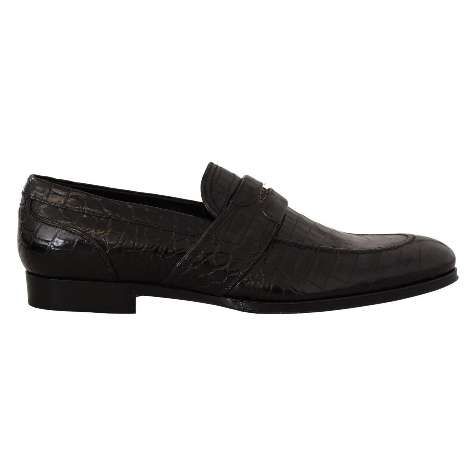 Dolce & Gabbana Black Crocodile Leather Moccasin Shoes
