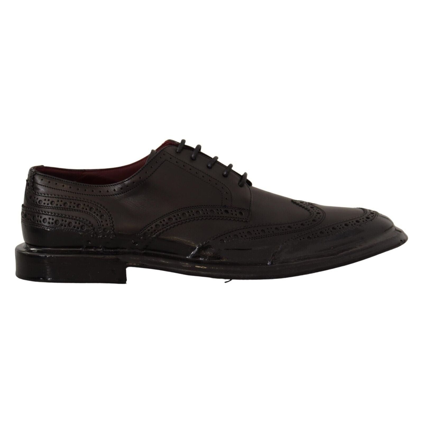 Dolce & Gabbana Black Calfskin Derby Oxford Wingtips