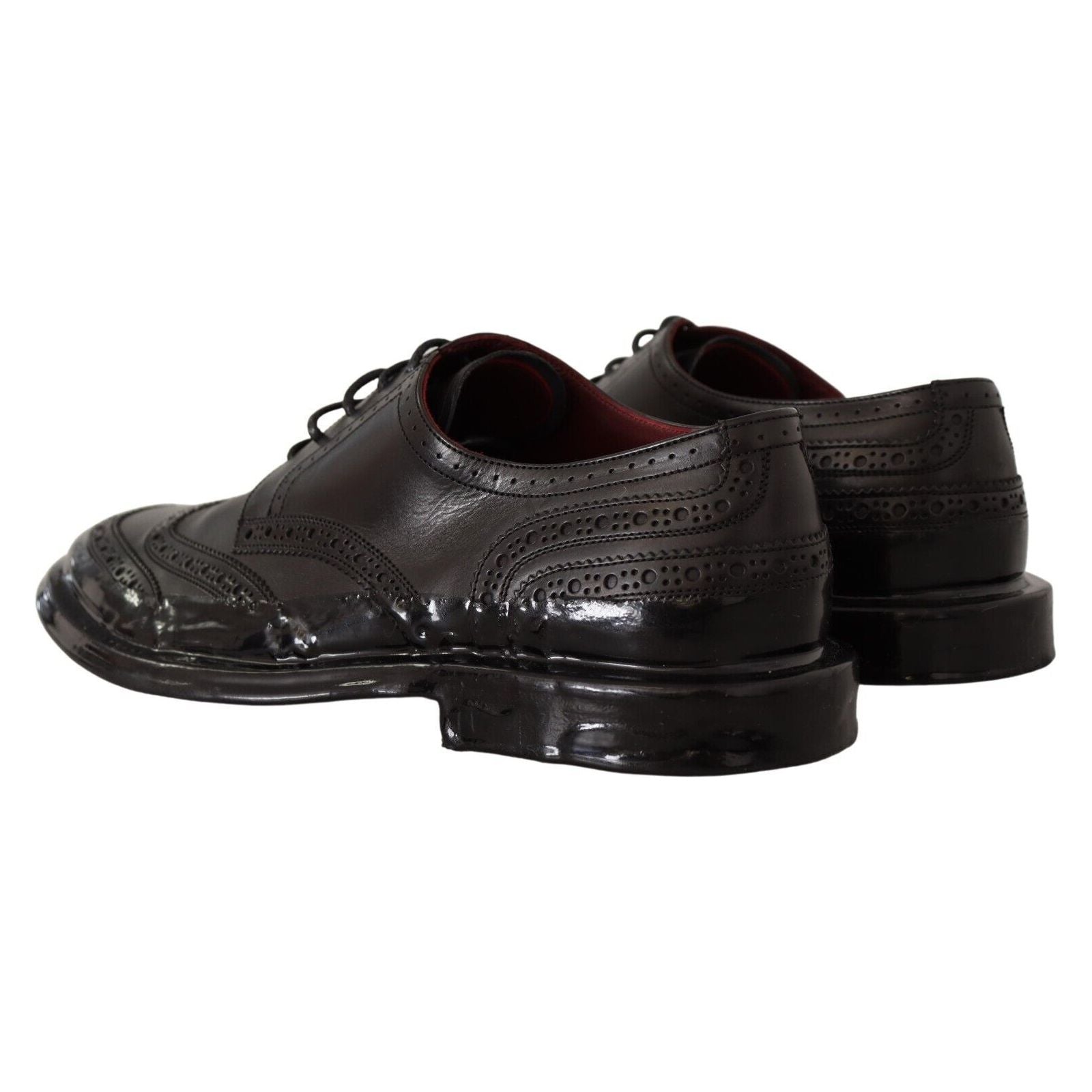 Dolce & Gabbana Black Calfskin Derby Oxford Wingtips