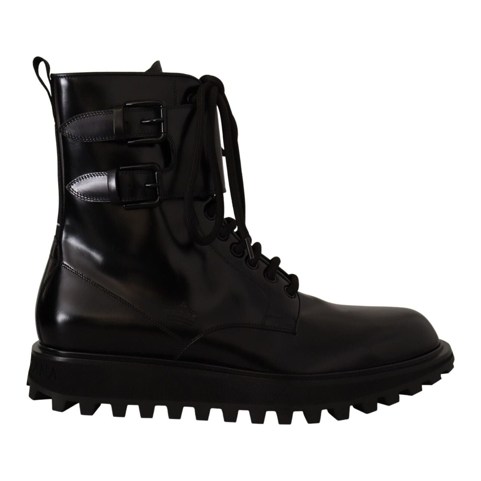 Dolce & Gabbana Black Calfskin Leather Ankle Boots