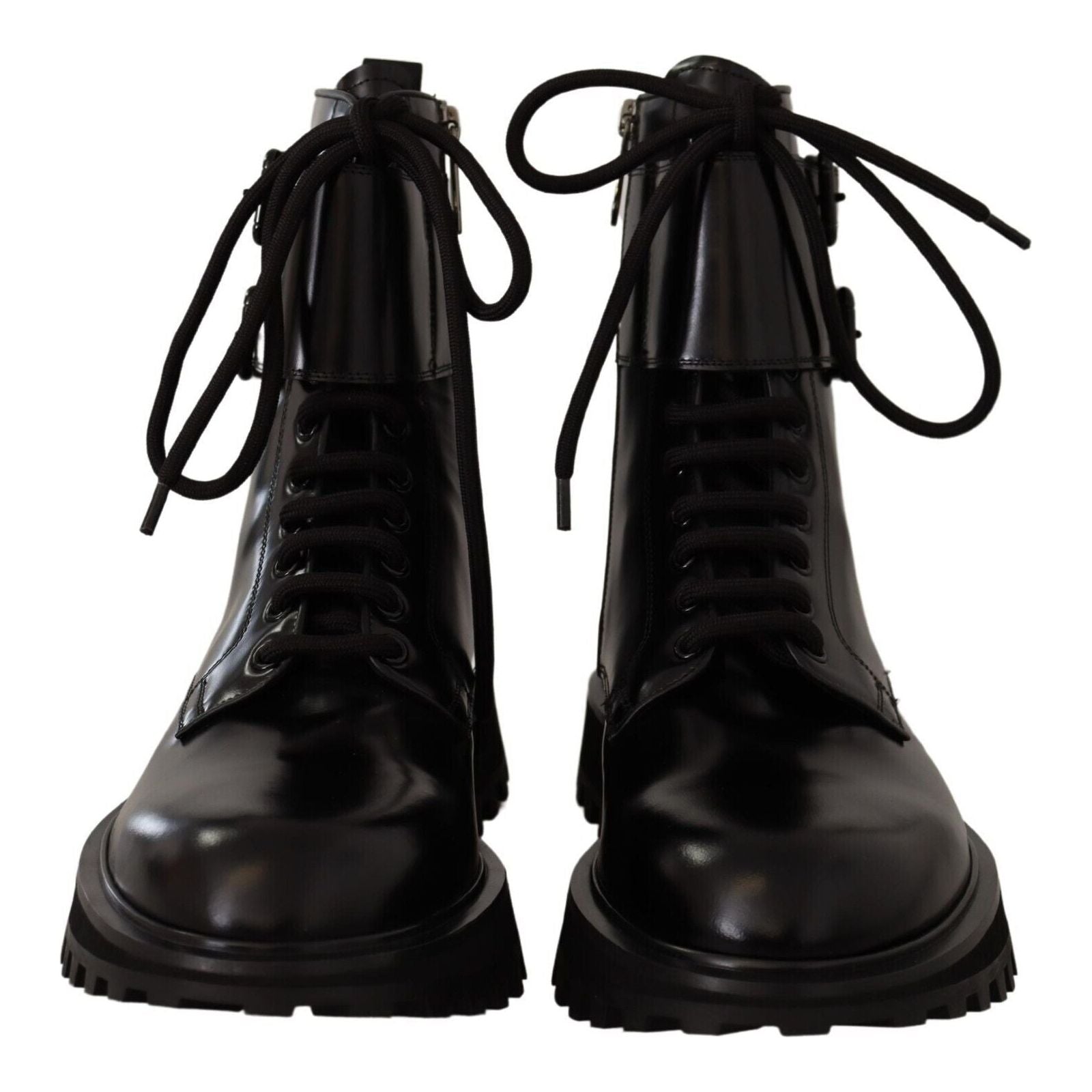 Dolce & Gabbana Black Calfskin Leather Ankle Boots