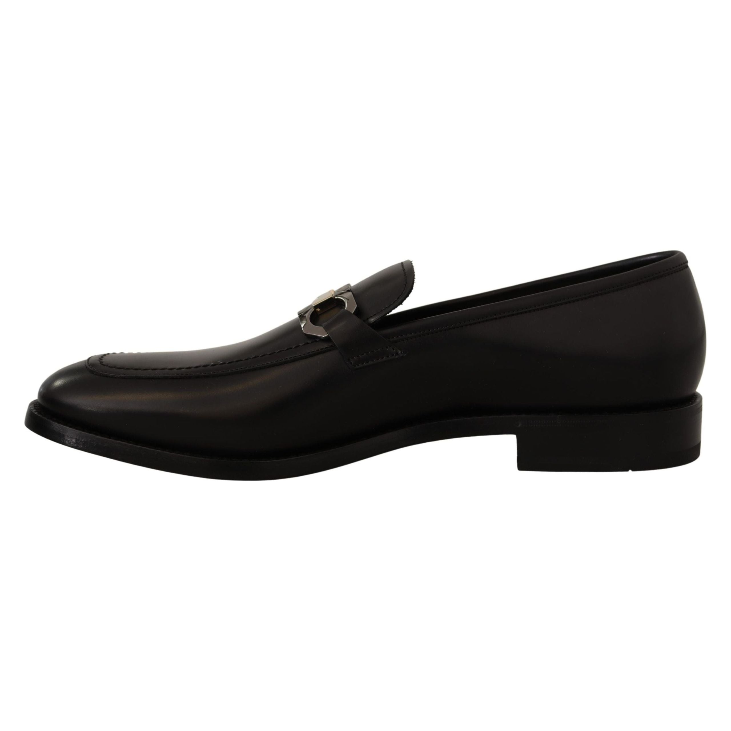 Salvatore Ferragamo Black Calf Leather Gancio Bit Loafers