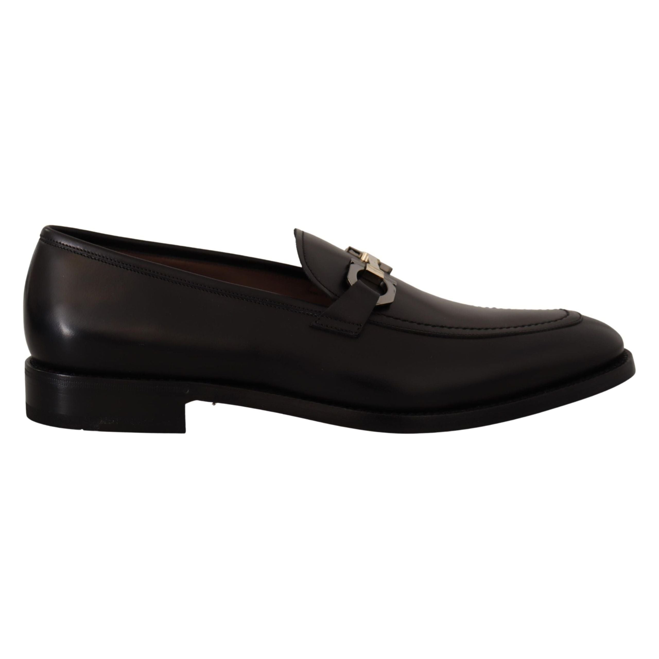 Salvatore Ferragamo Black Calf Leather Gancio Bit Loafers