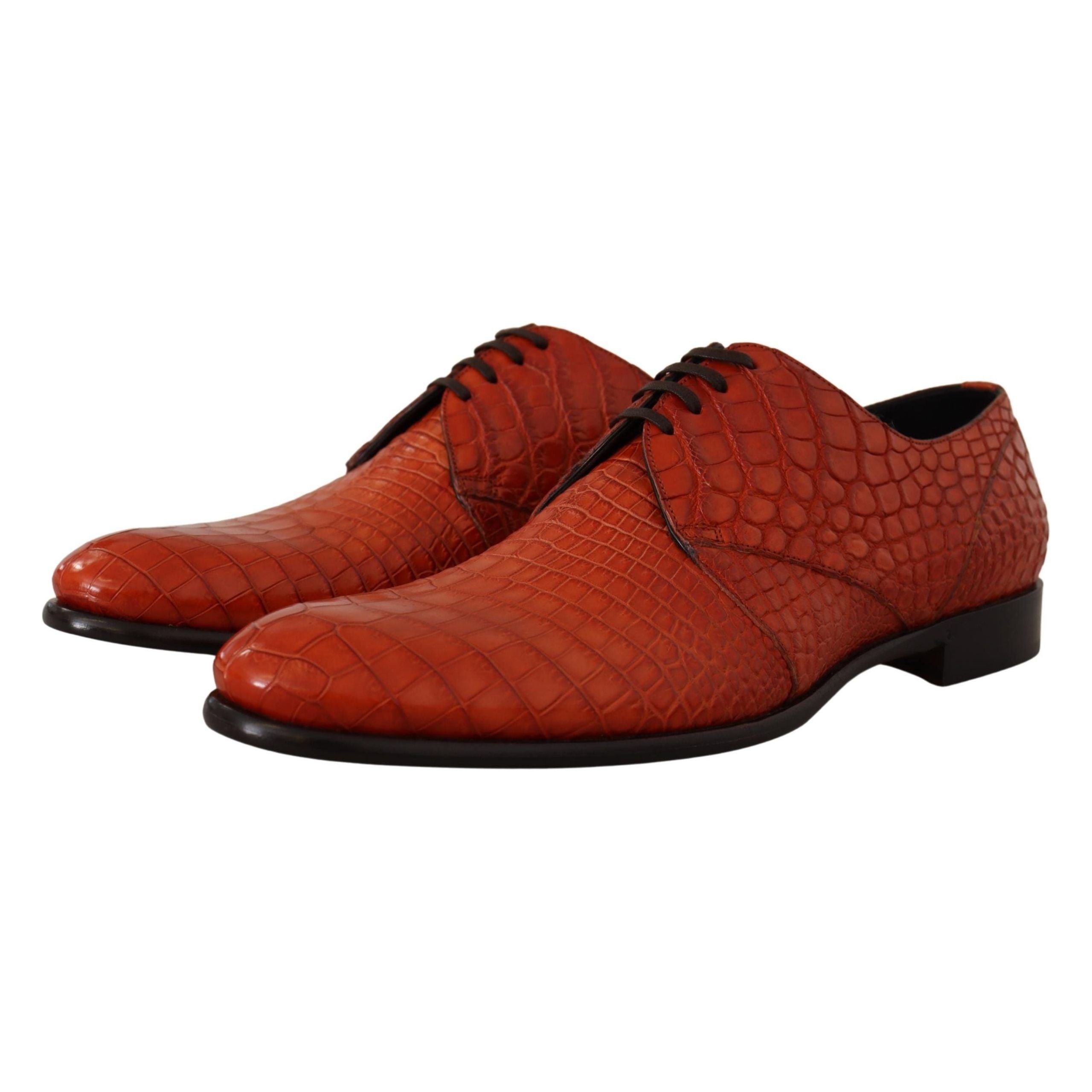 Dolce & Gabbana Exotic Orange Croc Leather Laceup Dress Shoes