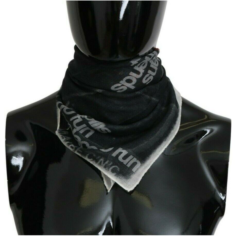 Costume National Black Wool-Blend Scarf Bandana Luxe