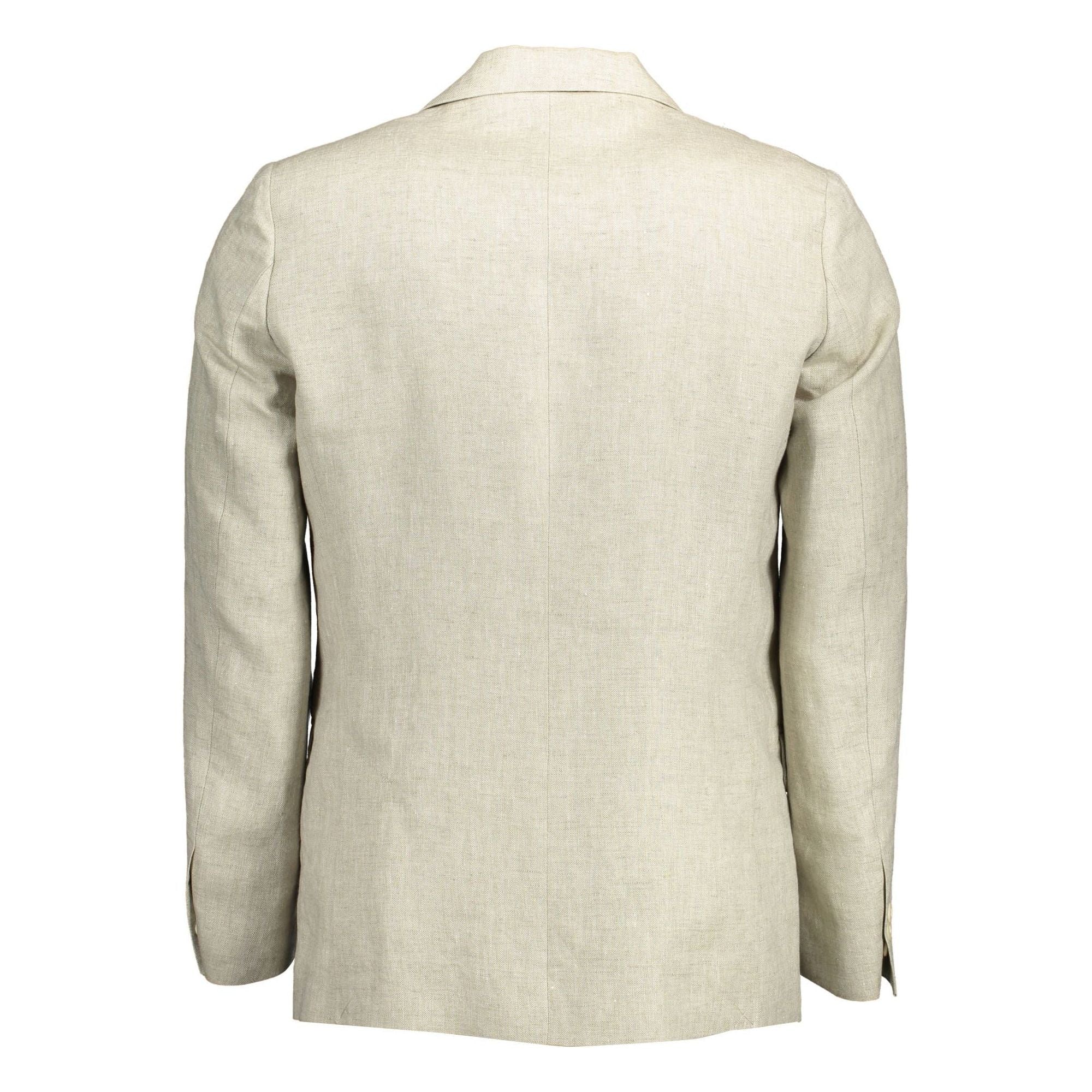 Gant Beige Linen Classic Jacket with Logo Detailing