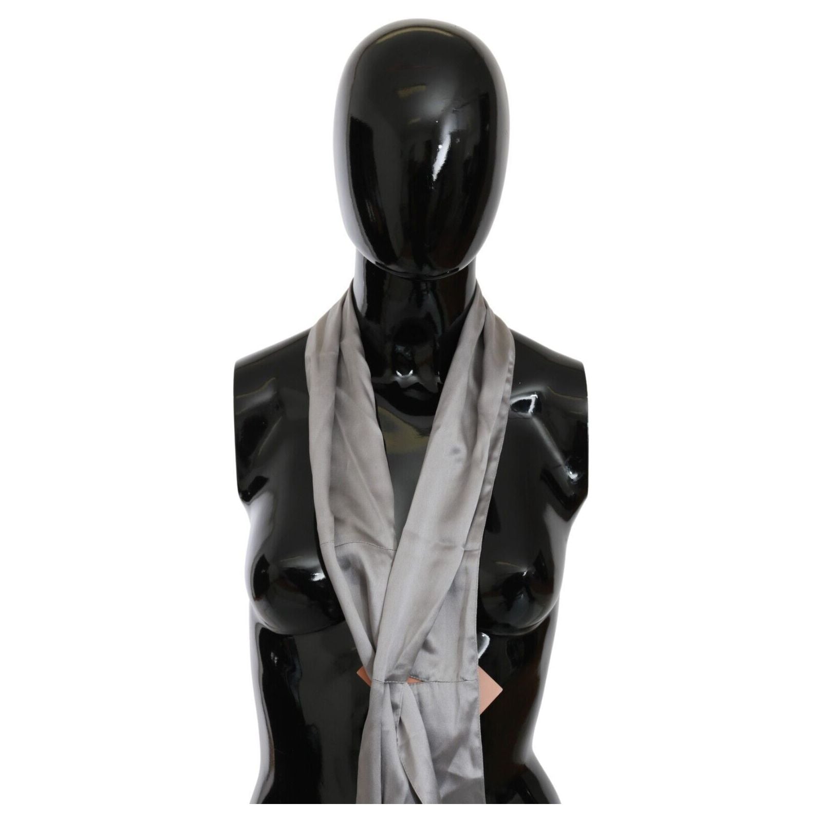 Ermanno Scervino Sleek Silver Silk Neck Scarf