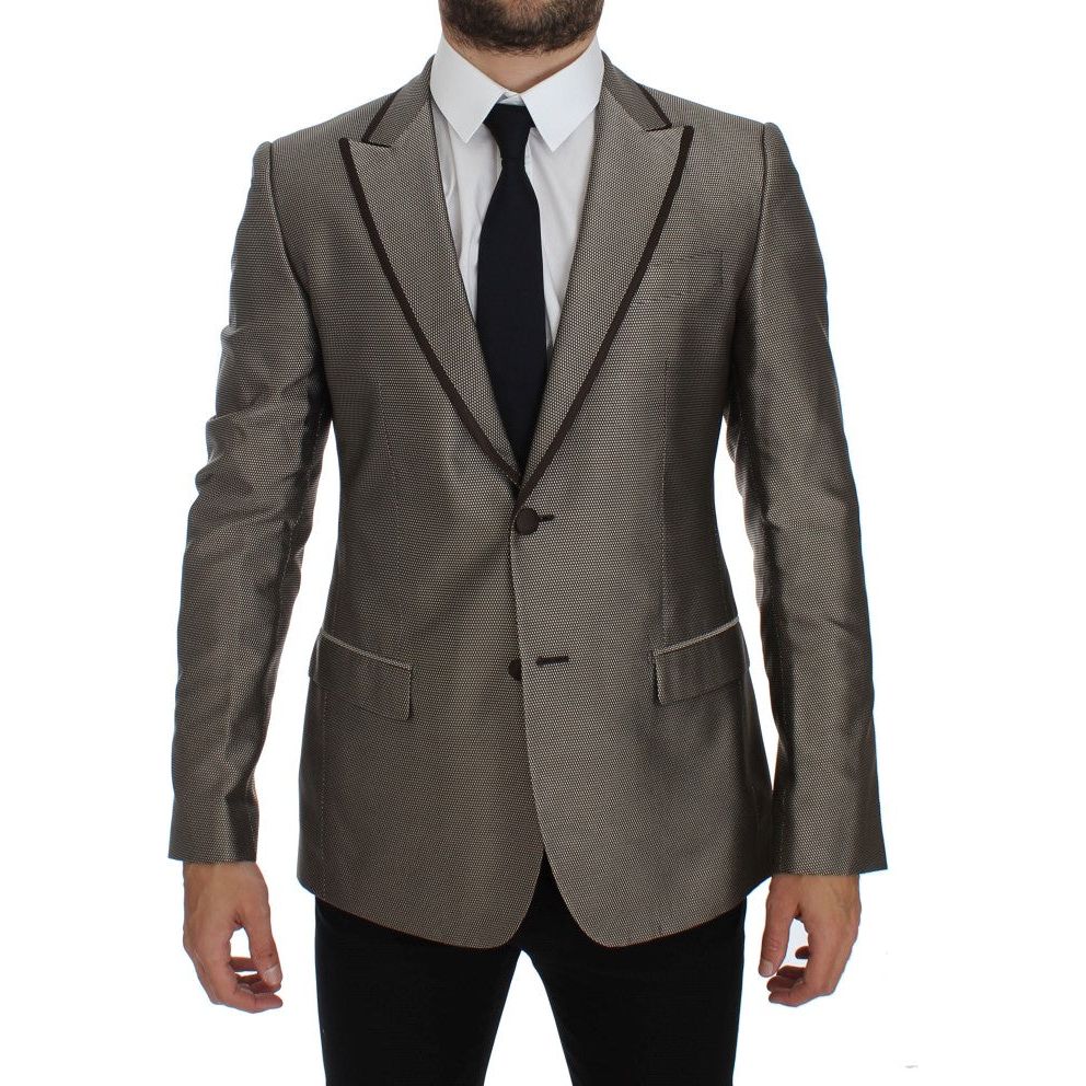 Dolce & Gabbana Brown Silk Two-Button Slim Blazer
