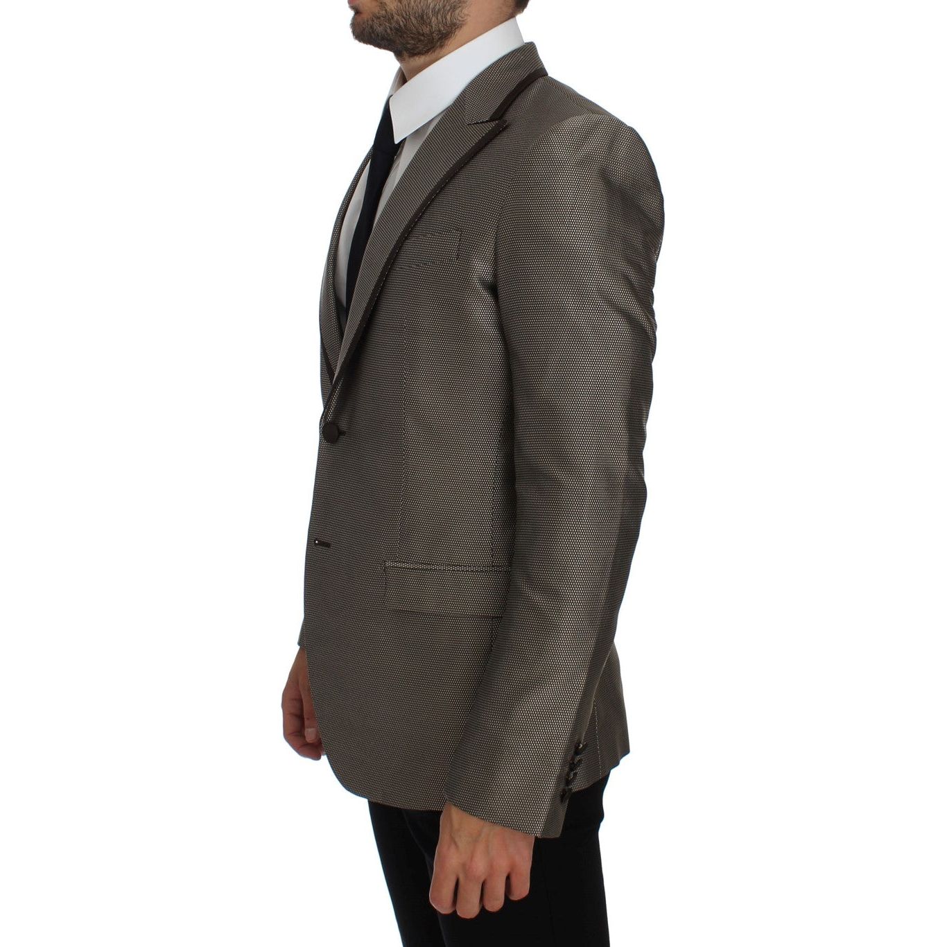 Dolce & Gabbana Brown Silk Two-Button Slim Blazer