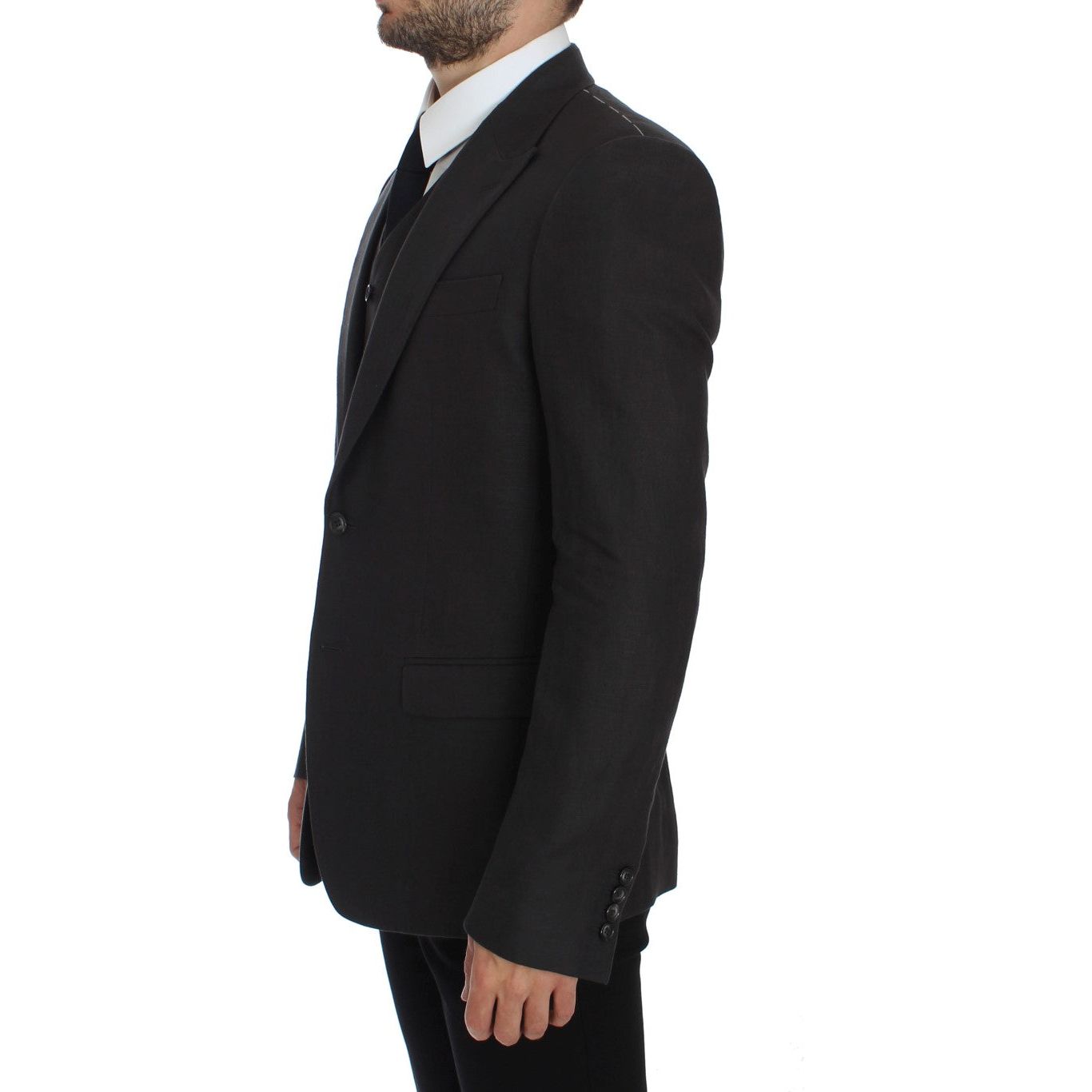 Dolce & Gabbana Gray Linen Slim Fit Blazer and Vest