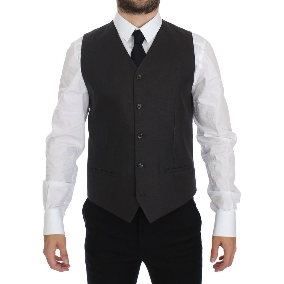 Dolce & Gabbana Gray Linen Slim Fit Blazer and Vest