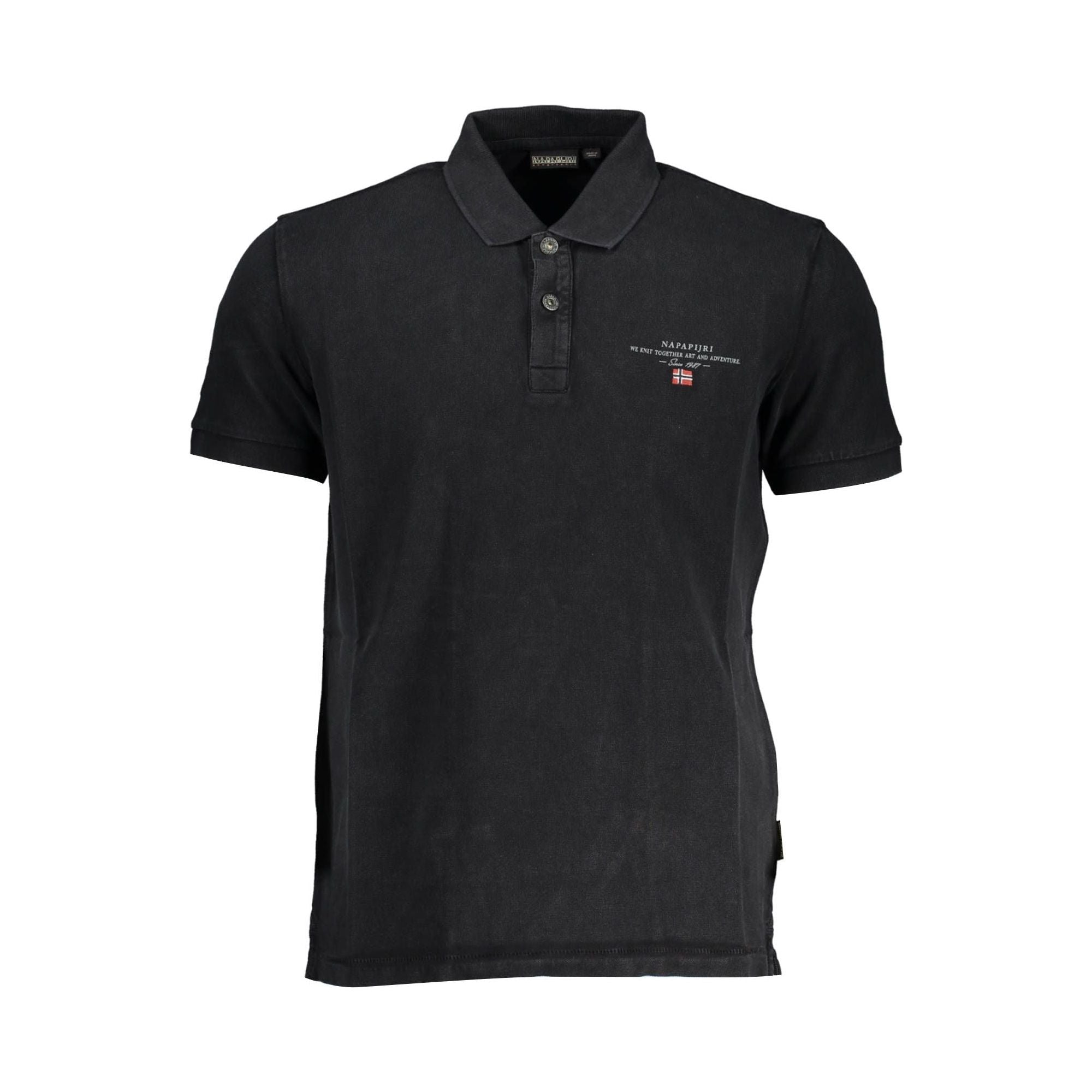 Napapijri Black Cotton Embroidered Polo Shirt for Elegance