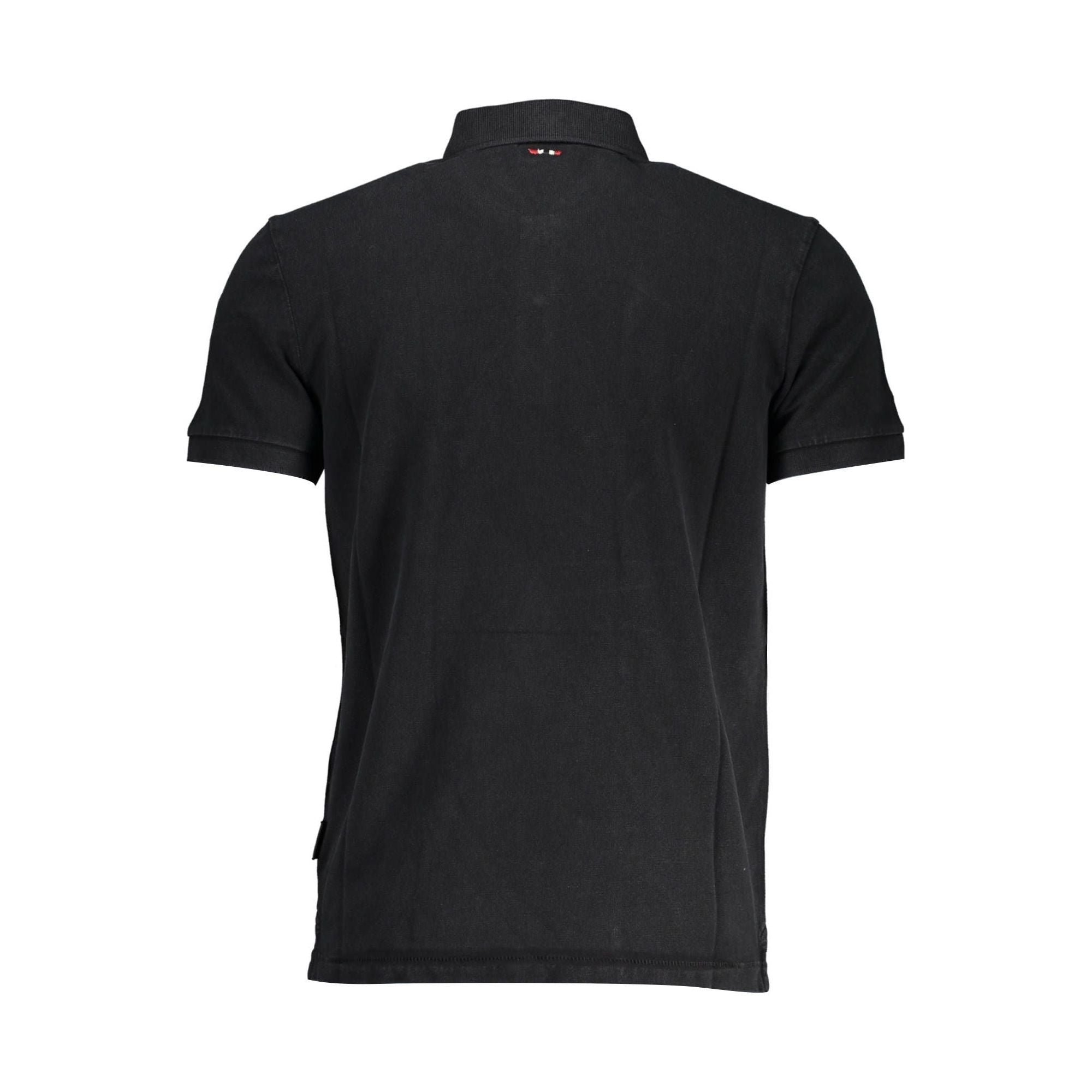 Napapijri Black Cotton Embroidered Polo Shirt for Elegance