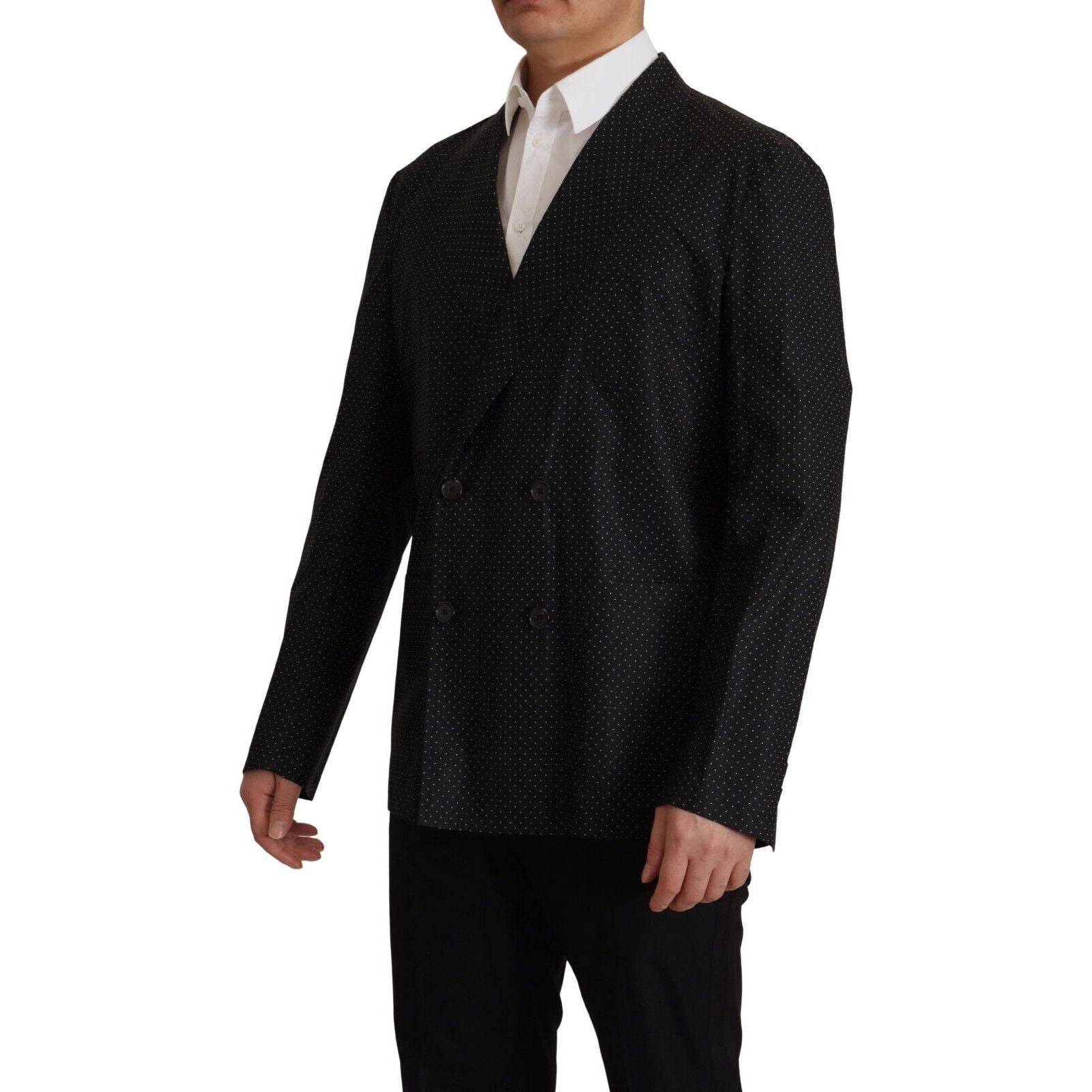 Dolce & Gabbana Black Cotton Polka Dot Blazer