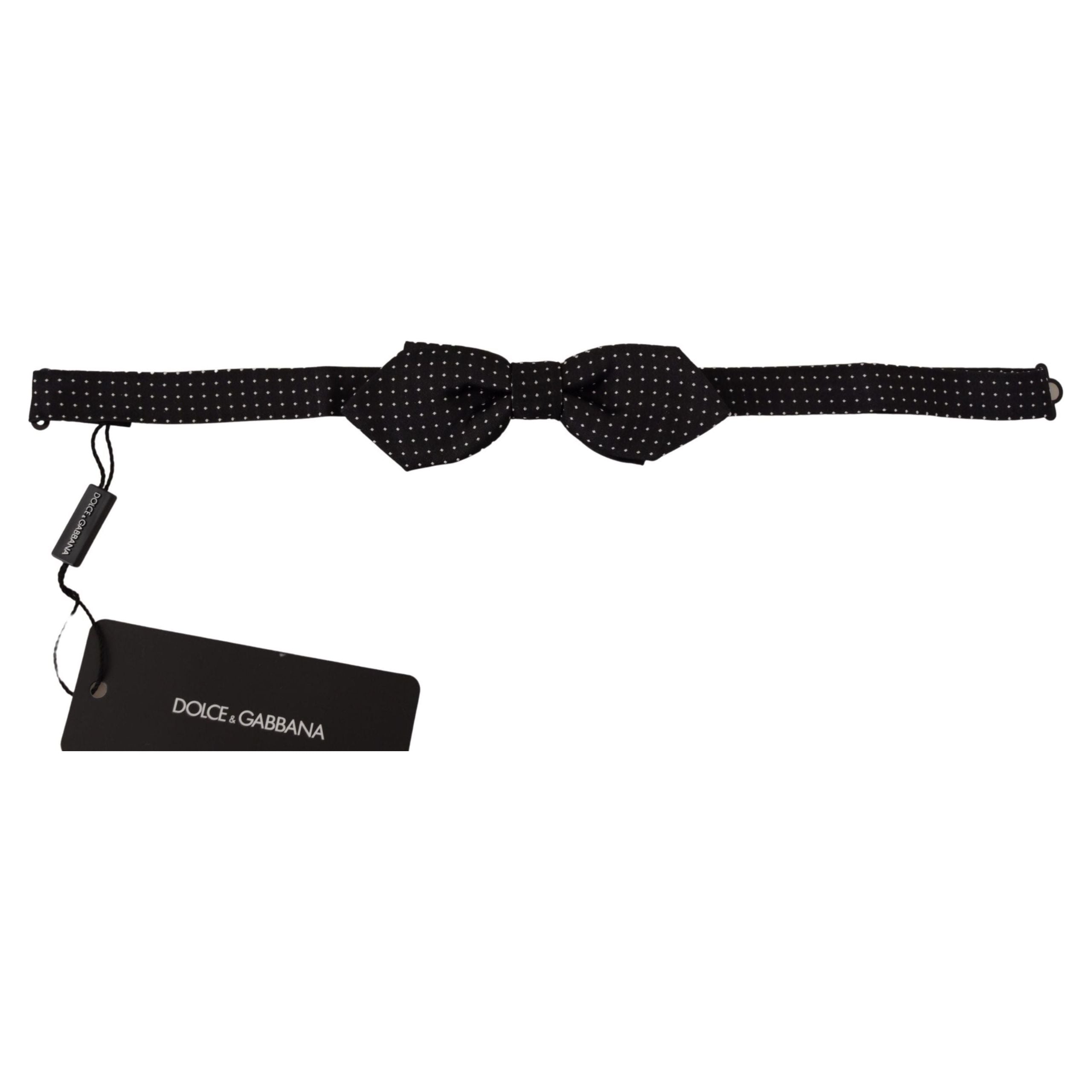Dolce & Gabbana Black Exquisite Silk Polka Dot Bow Tie