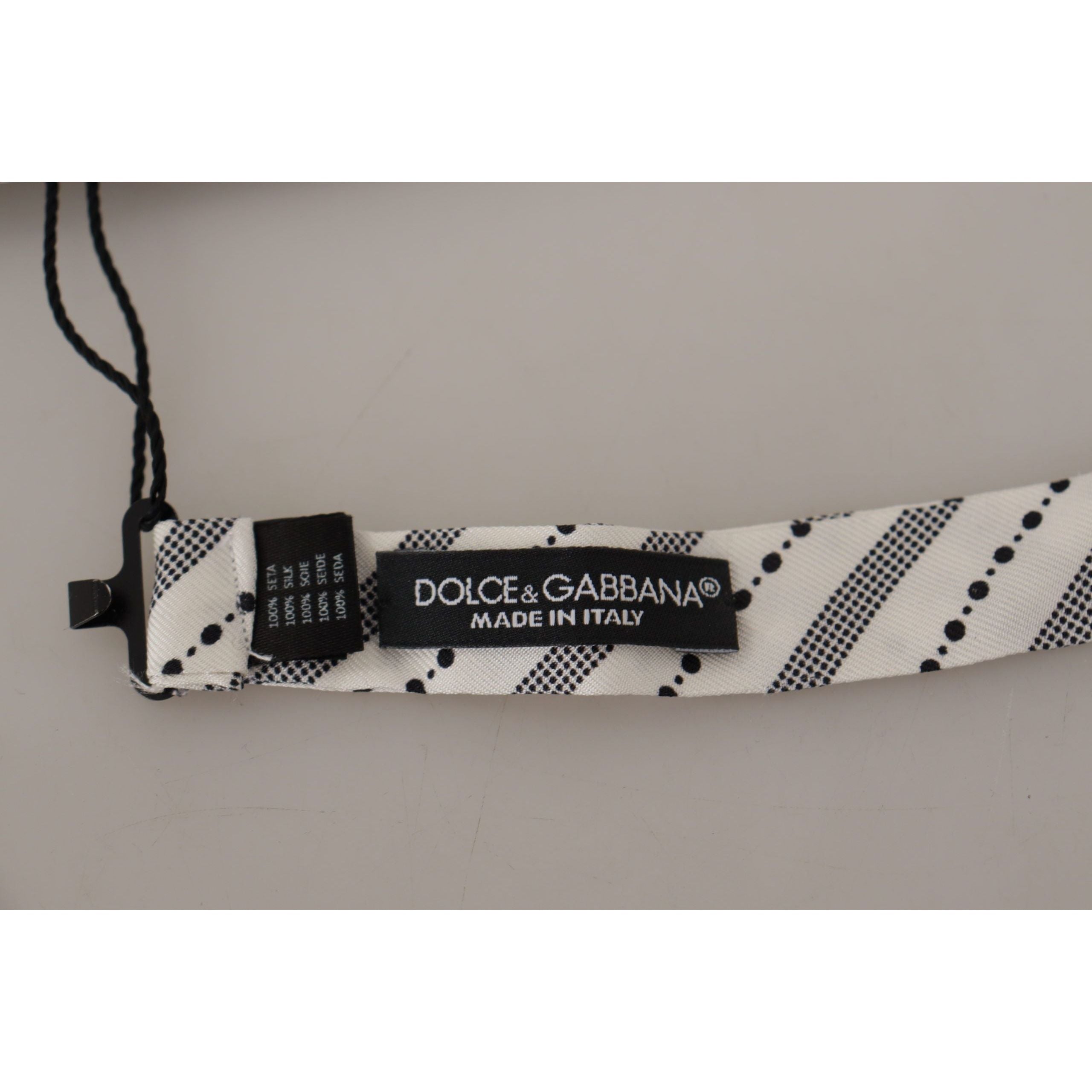 Dolce & Gabbana Black Silk Polka Dot Bow Tie Elegance