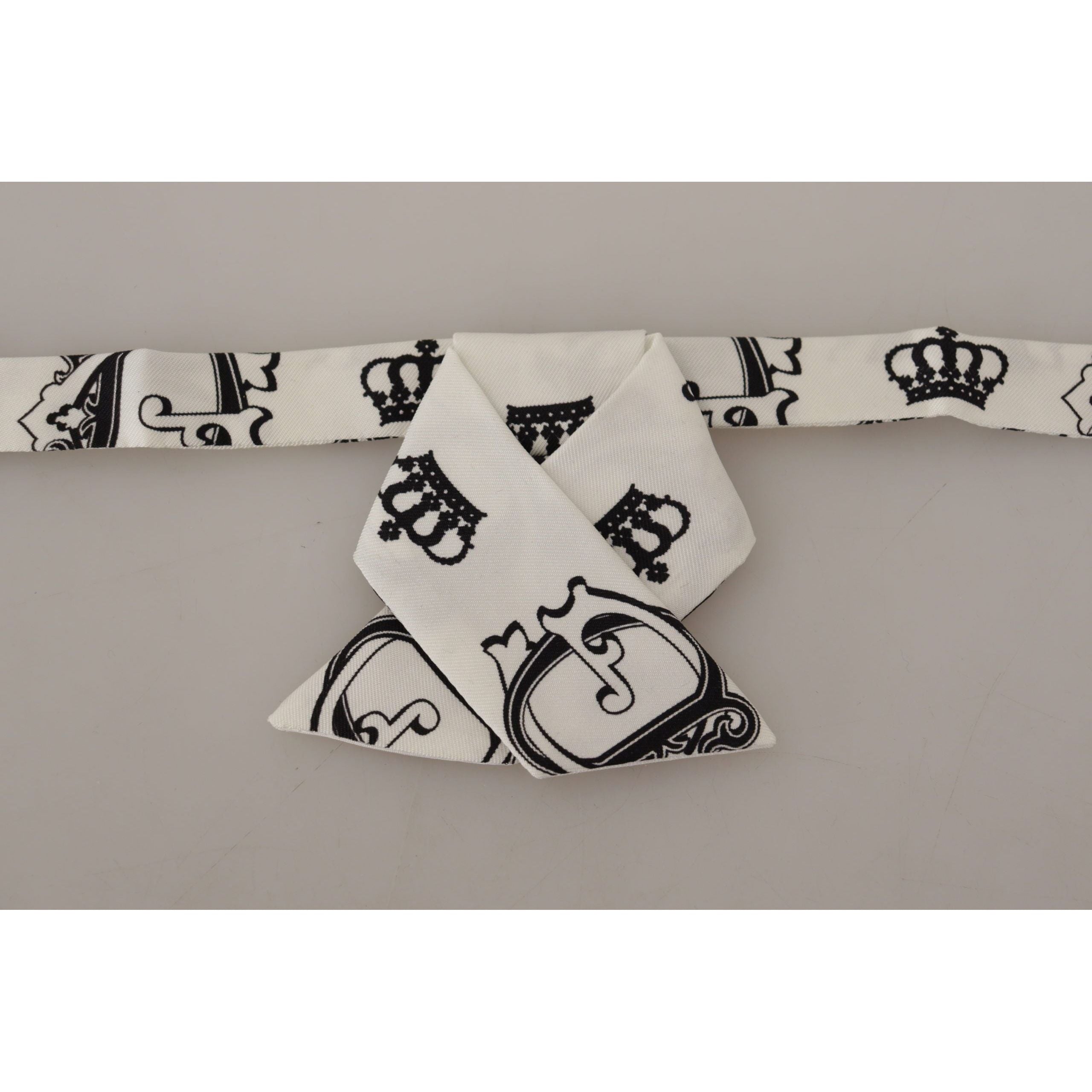 Dolce & Gabbana Black Silk Crown-Patterned Bow Tie