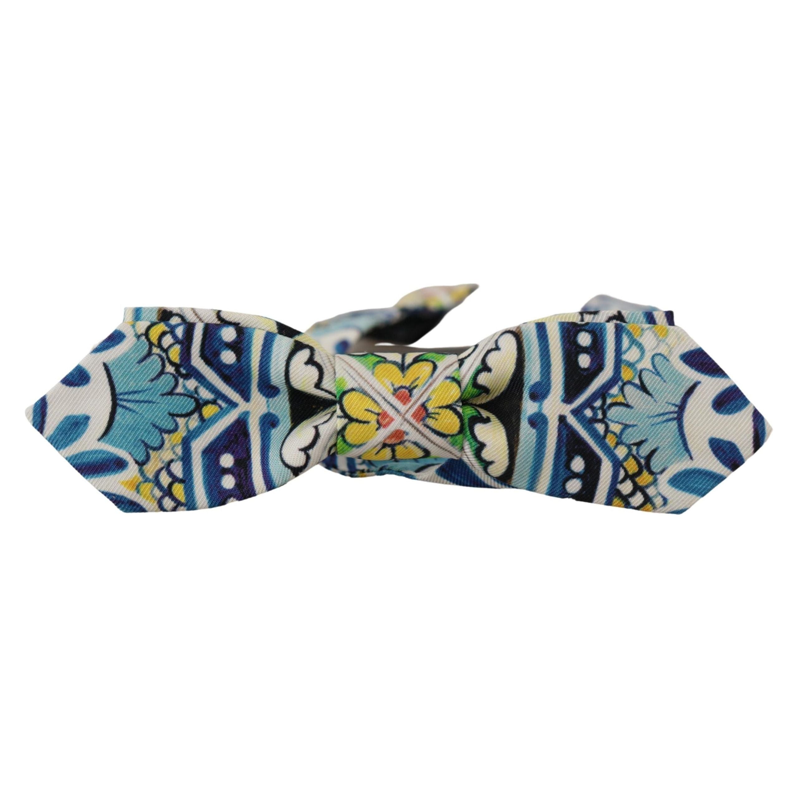 Dolce & Gabbana Multicolor Silk Bow Tie Majolica Print